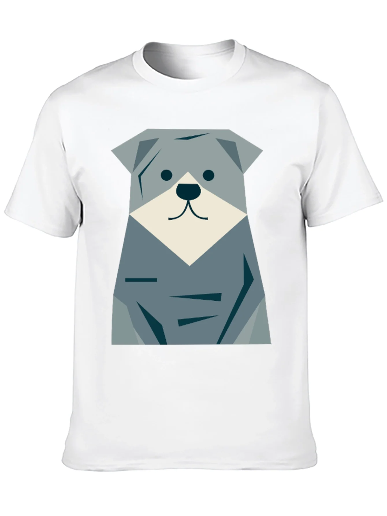 Camiseta Negra con Dise?o de Perro Geom¨¦trico