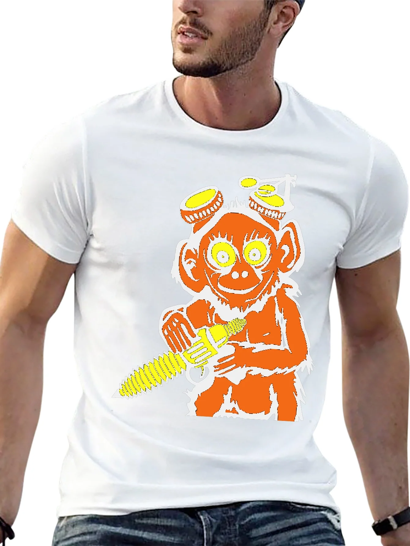 Rebbecca Monkey Chainsaw Graphic Tee - Unique Design T-Shirt