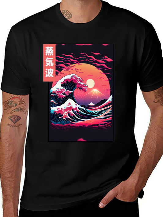 Camiseta Vaporwave con Ola Est¨¦tica Japonesa