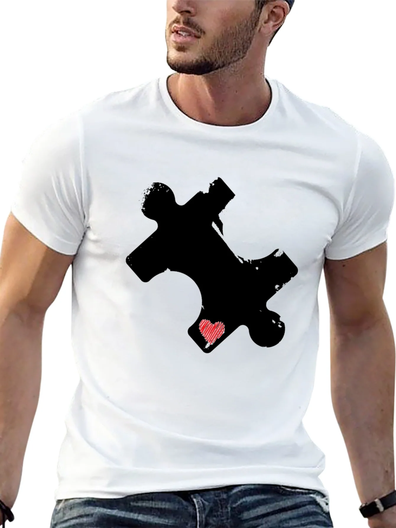 Rebbecca Puzzle Piece Heart Graphic Tee - Autism Awareness