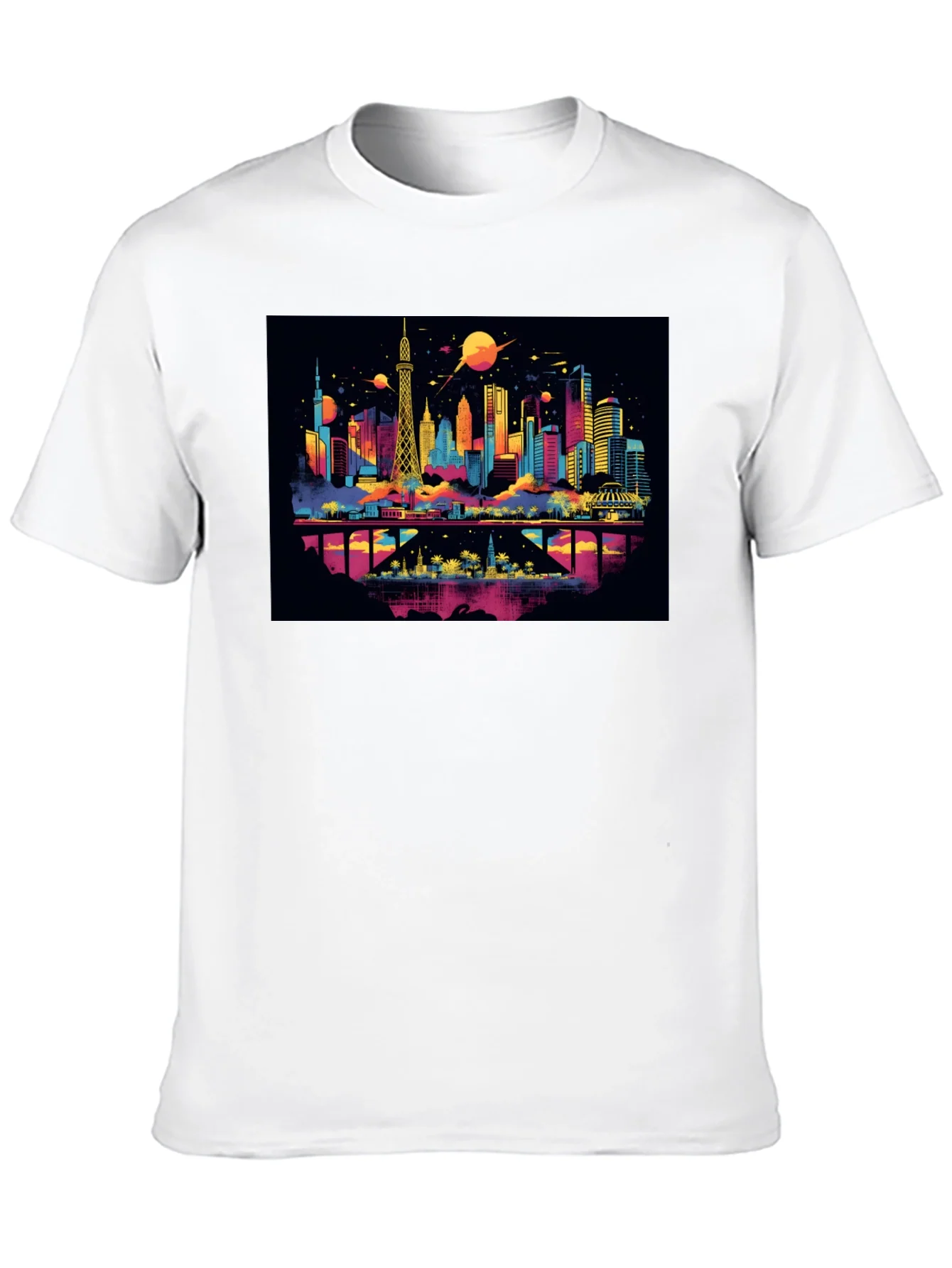 Camiseta Negra con Dise?o Urbano Futurista