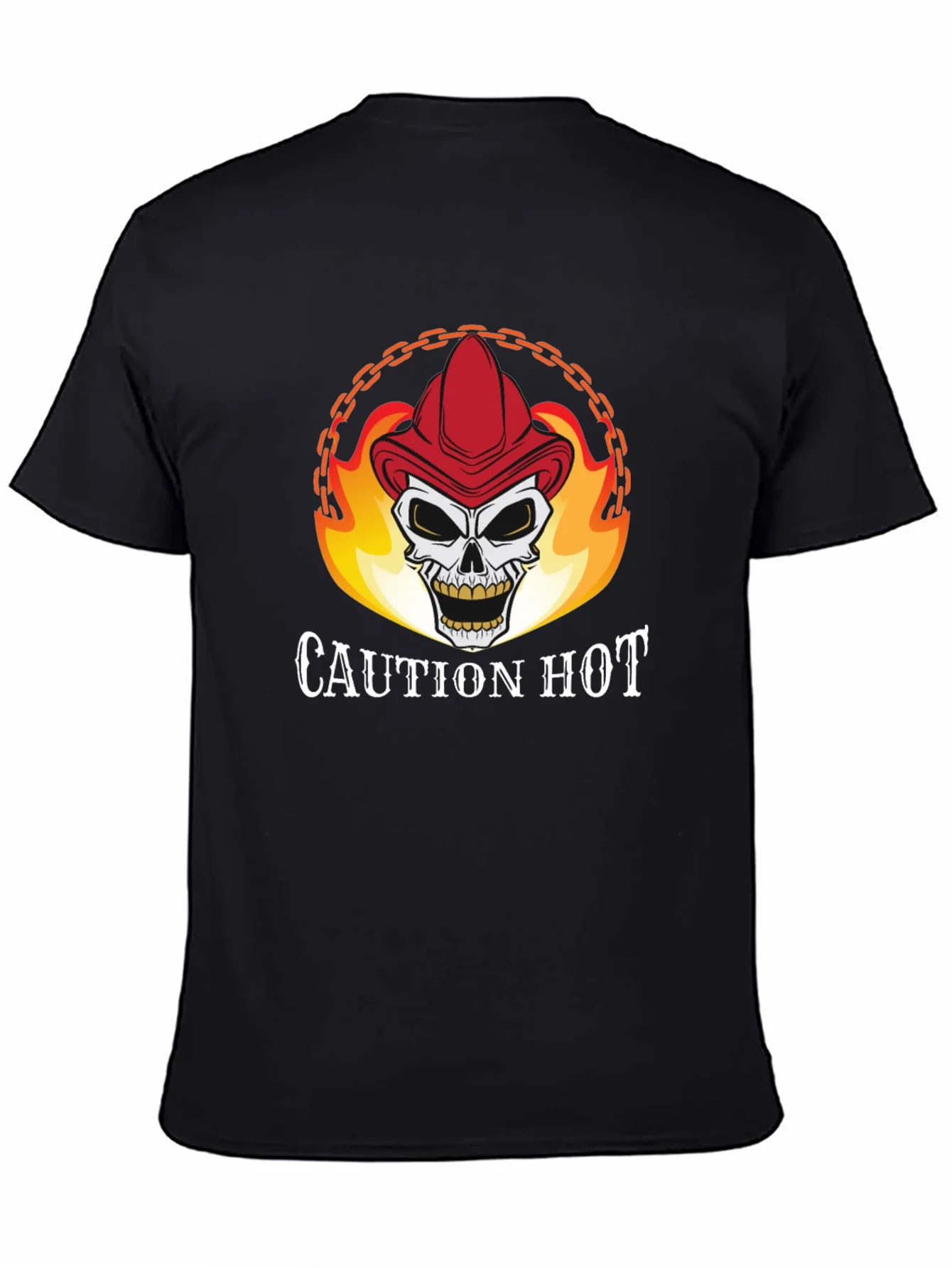 Rebbecca Caution Hot Skull Firefighter Graphic T-Shirt
