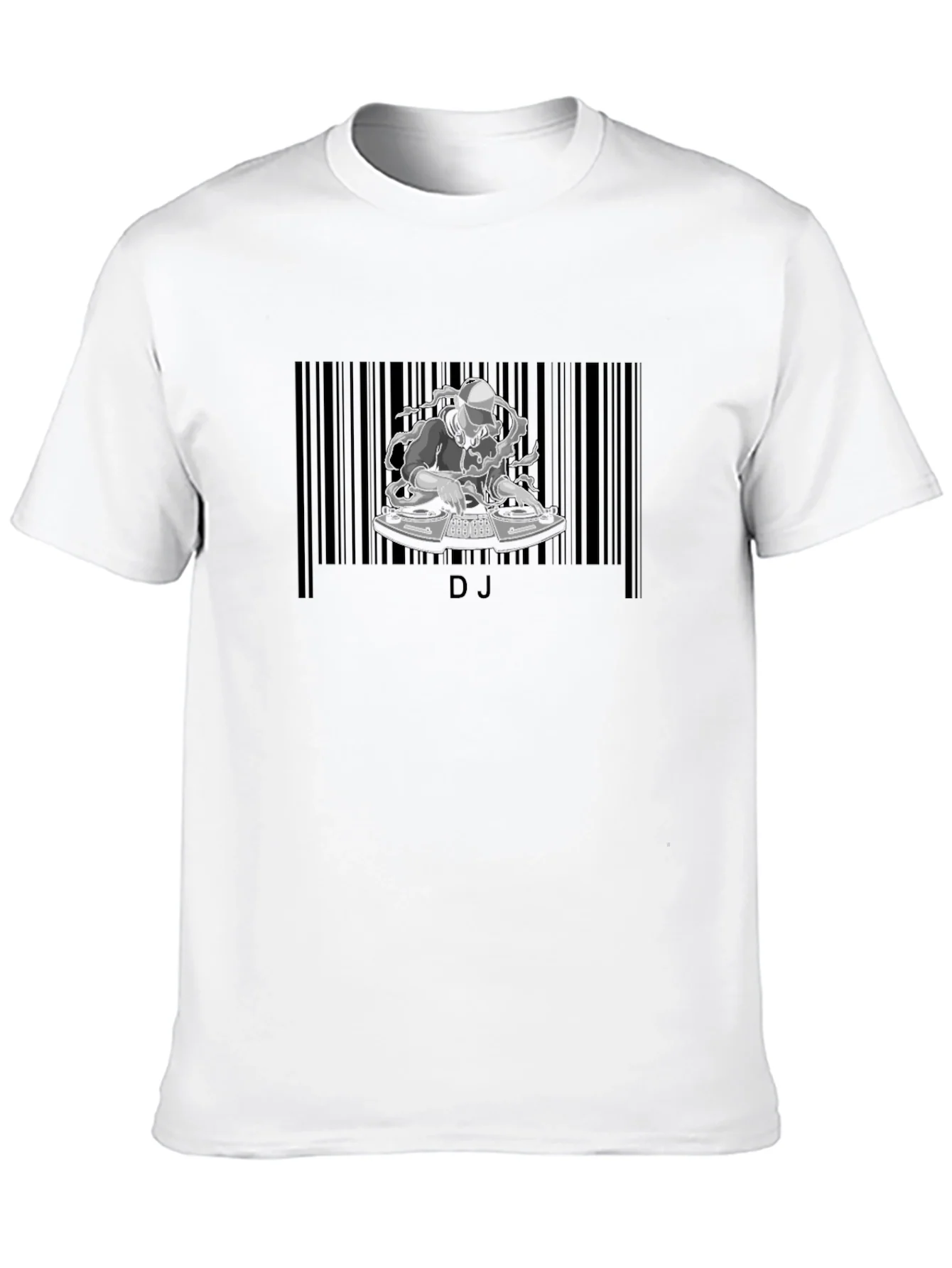 Camiseta Negra Dise?o DJ con C¨®digo de Barras