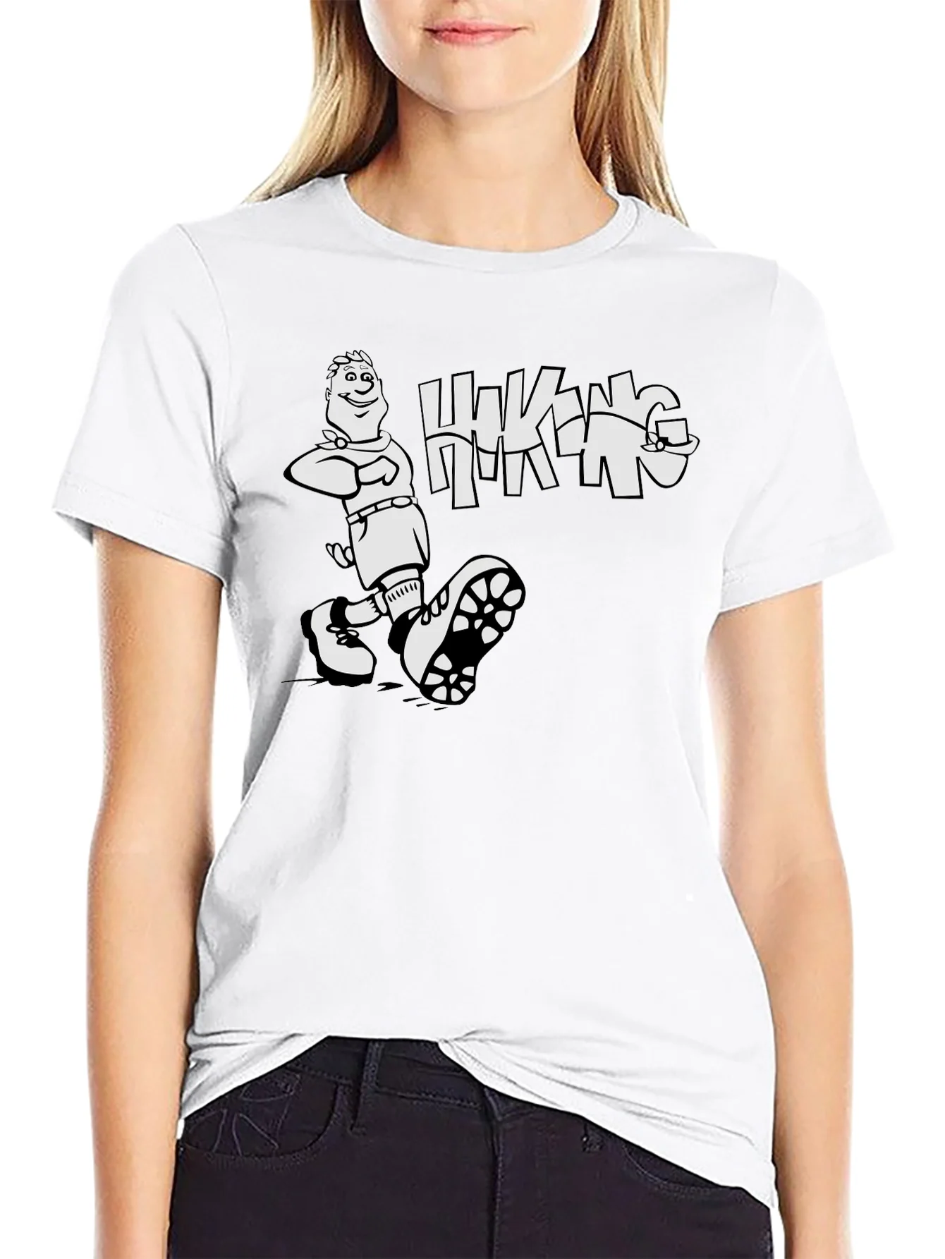 Camiseta Negra Hombre - Dise?o Hiking Divertido