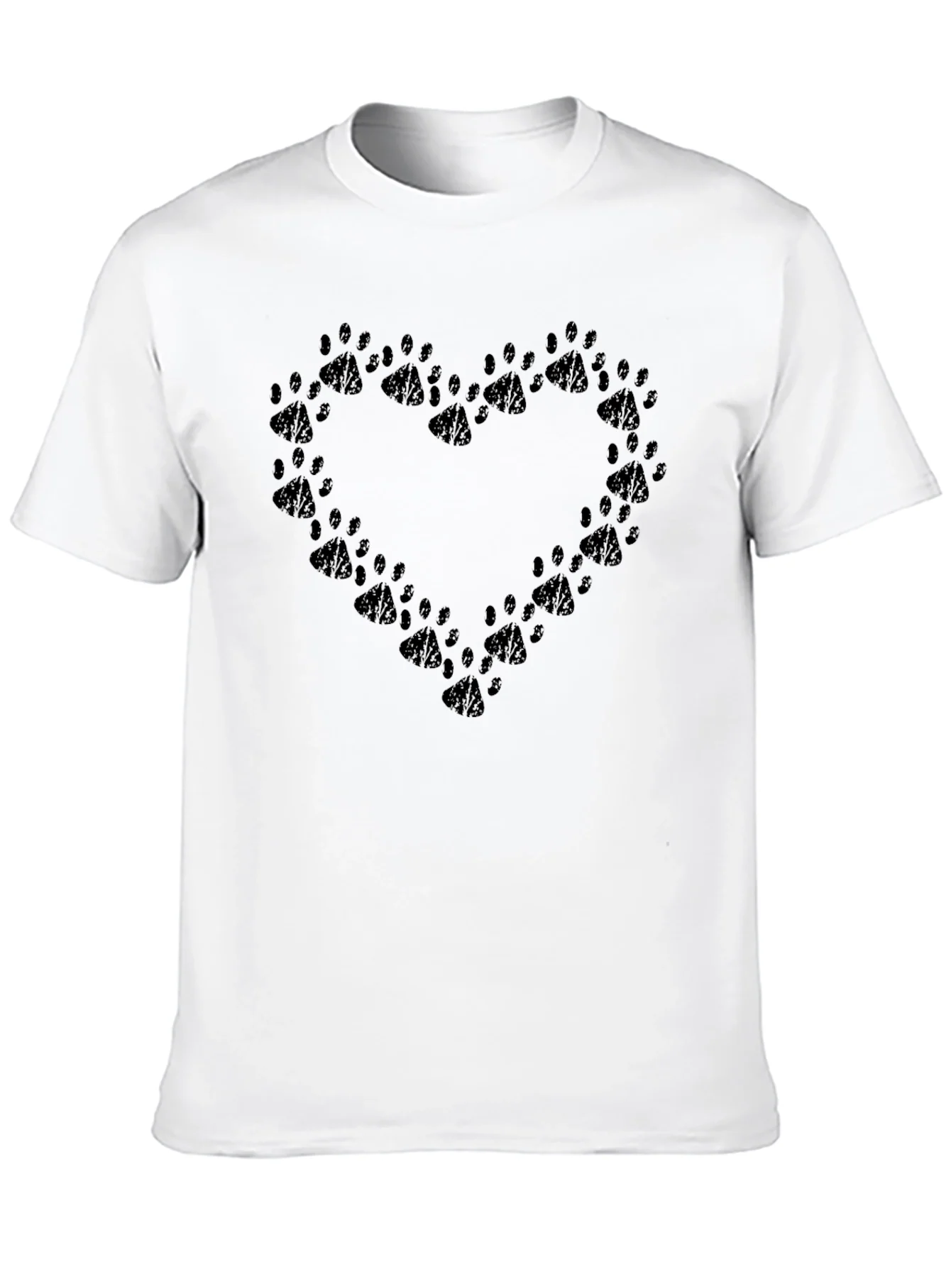 Camiseta Negra con Huellas de Coraz¨®n