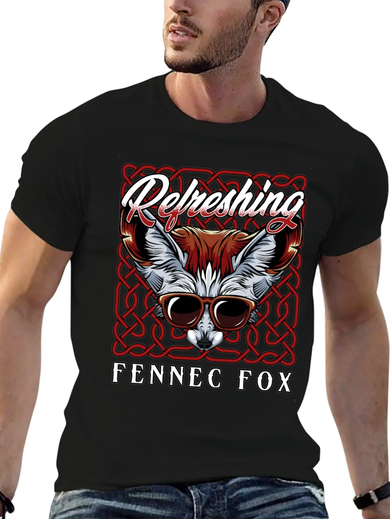 Camiseta Negra Zorro Fennec Refrescante