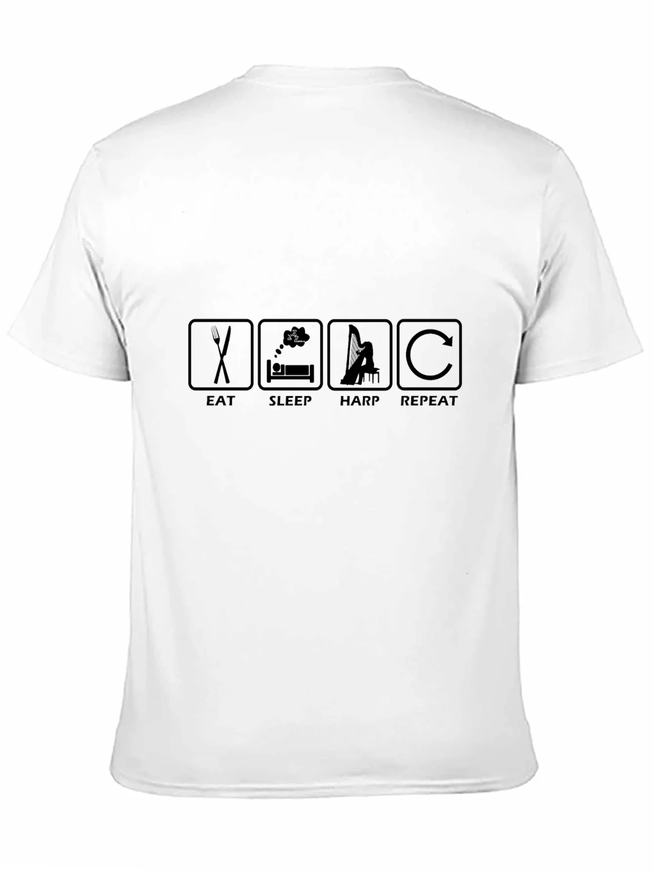 Camiseta Negra Hombre Eat Sleep Harp Repeat
