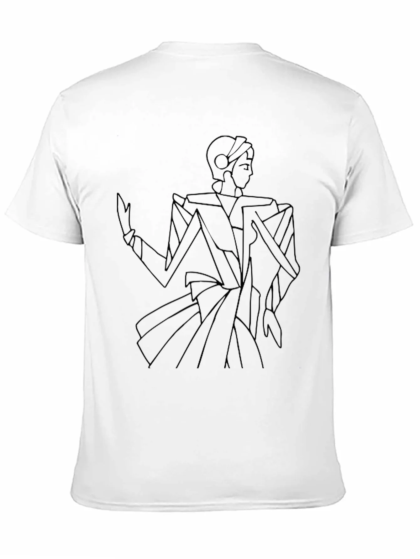 Camiseta Negra Hombre - Dise?o Abstracto Figura Femenina
