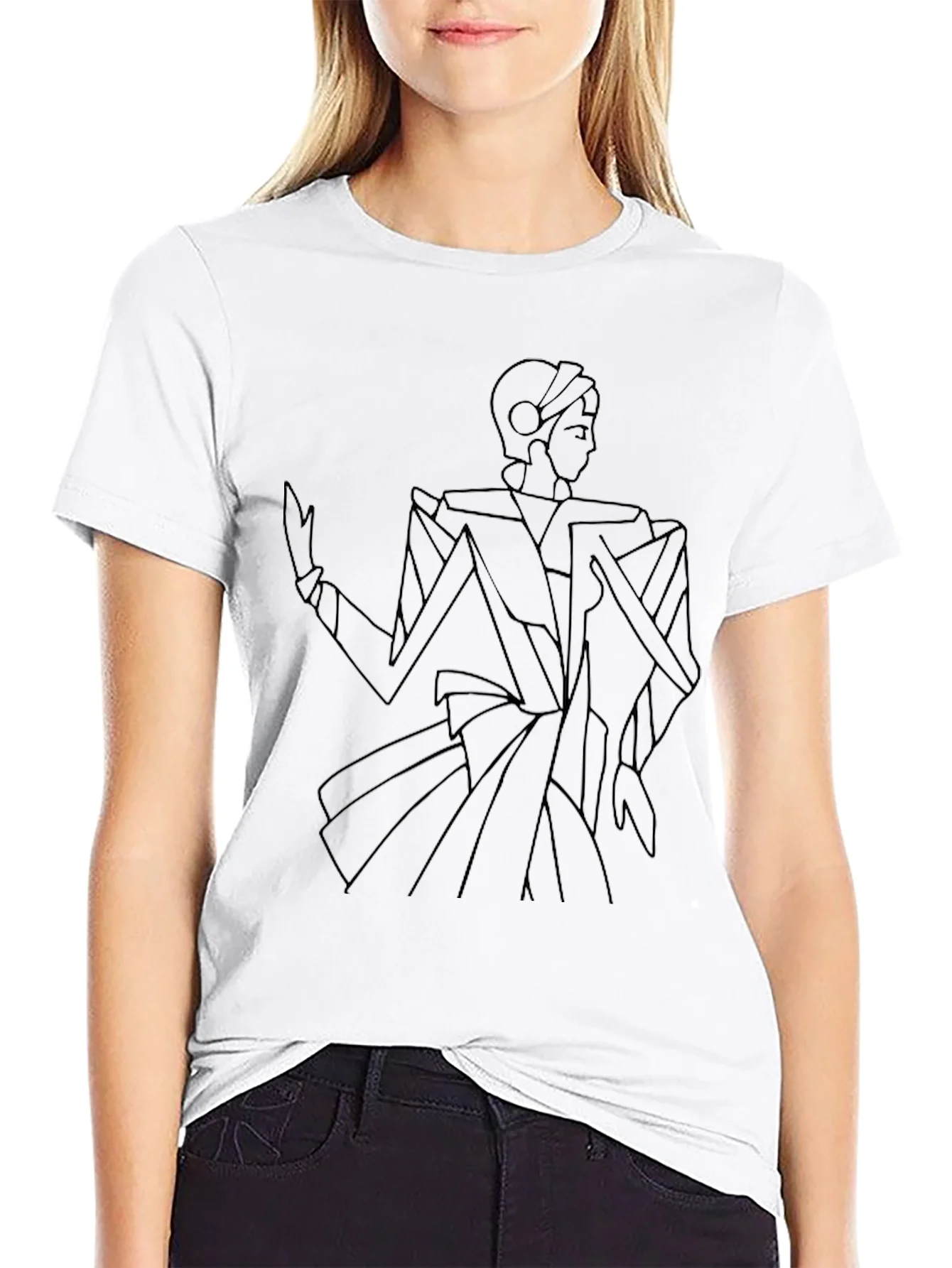 Camiseta Negra Hombre - Dise?o Abstracto Figura Femenina