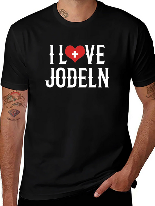 Camiseta Negra I Love Jodeln Coraz¨®n Suizo