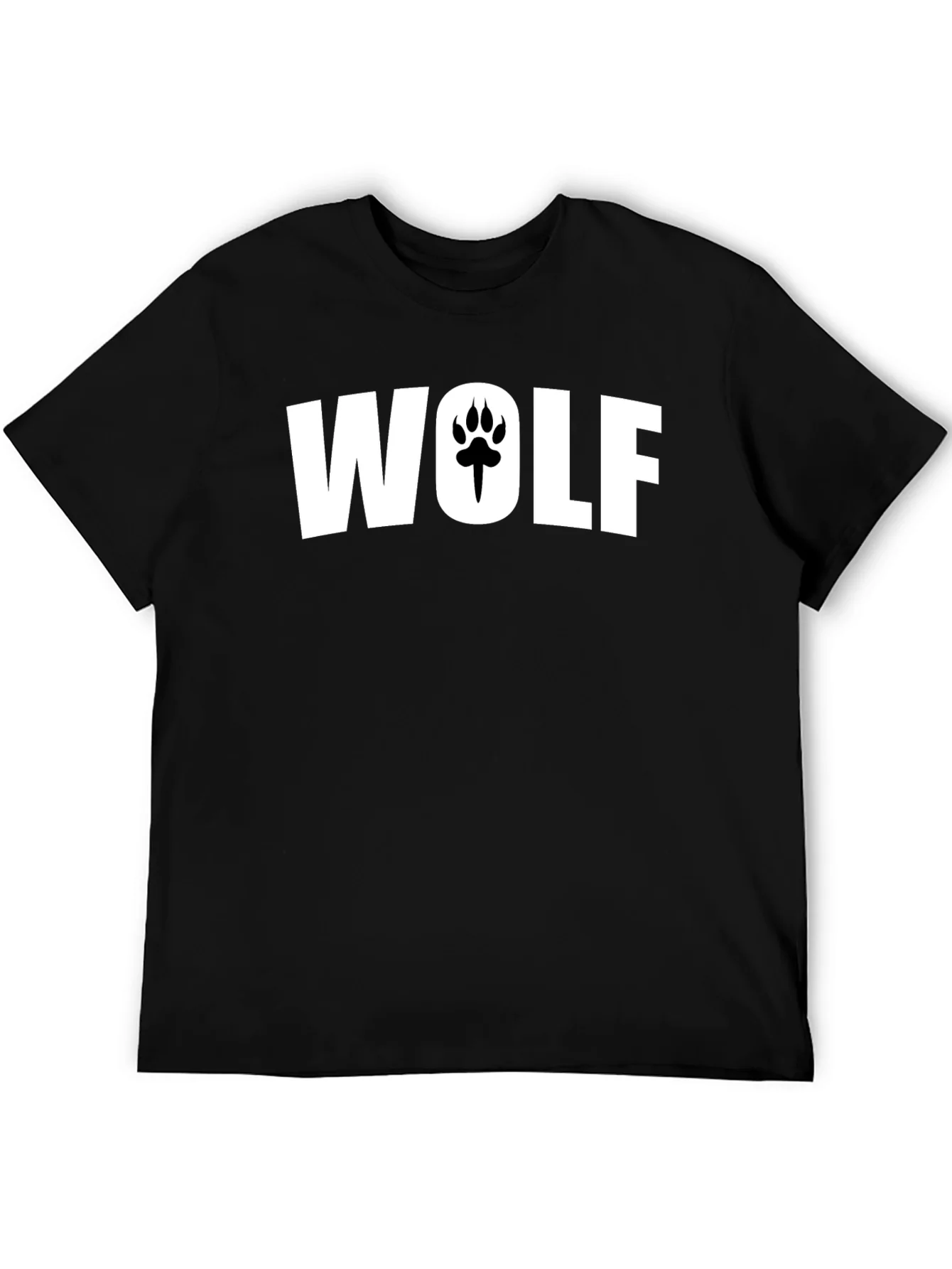 Camiseta Negra Hombre Wolf con Huella