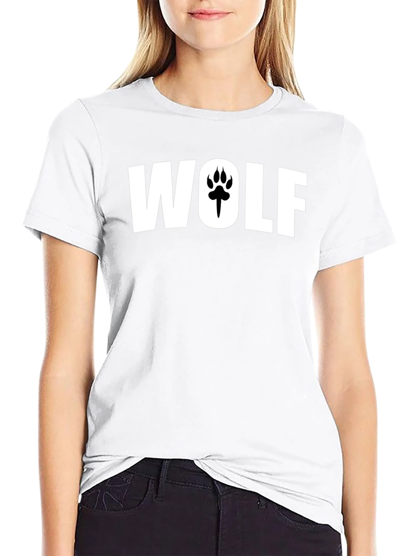 Camiseta Negra Hombre Wolf con Huella