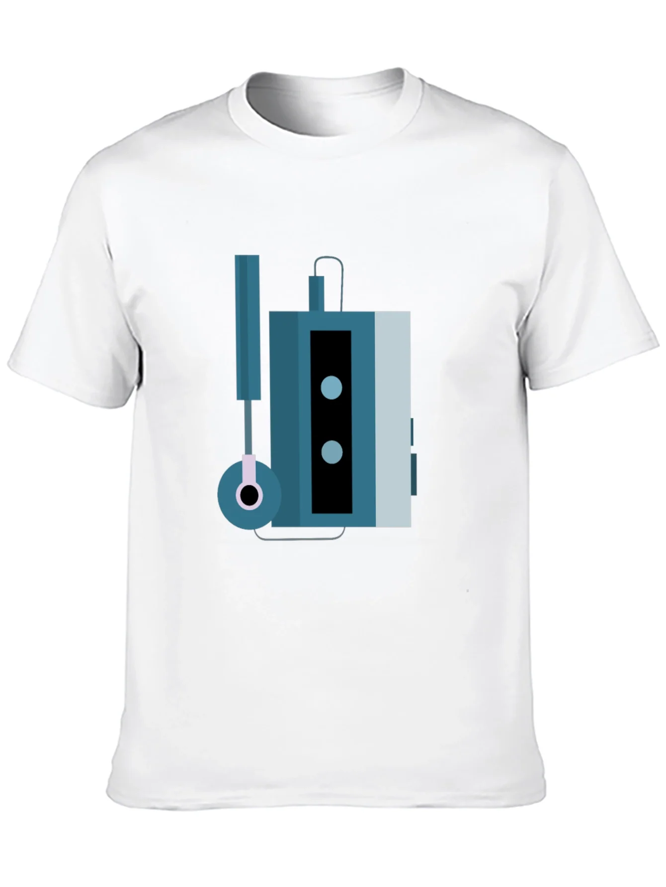 Camiseta Negra con Dise?o de Walkman Retro