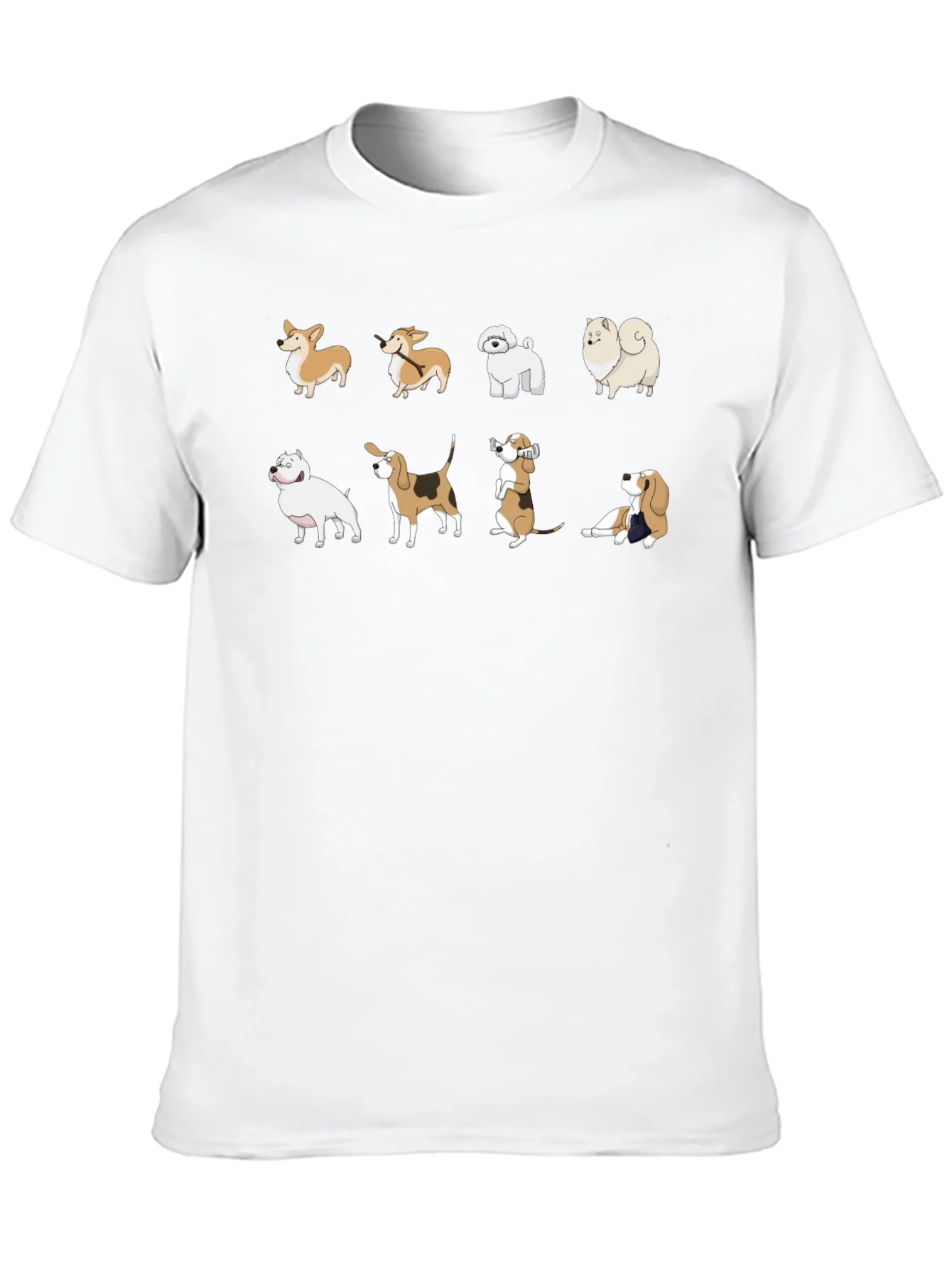 Camiseta Negra con Estampado de Perros de Raza