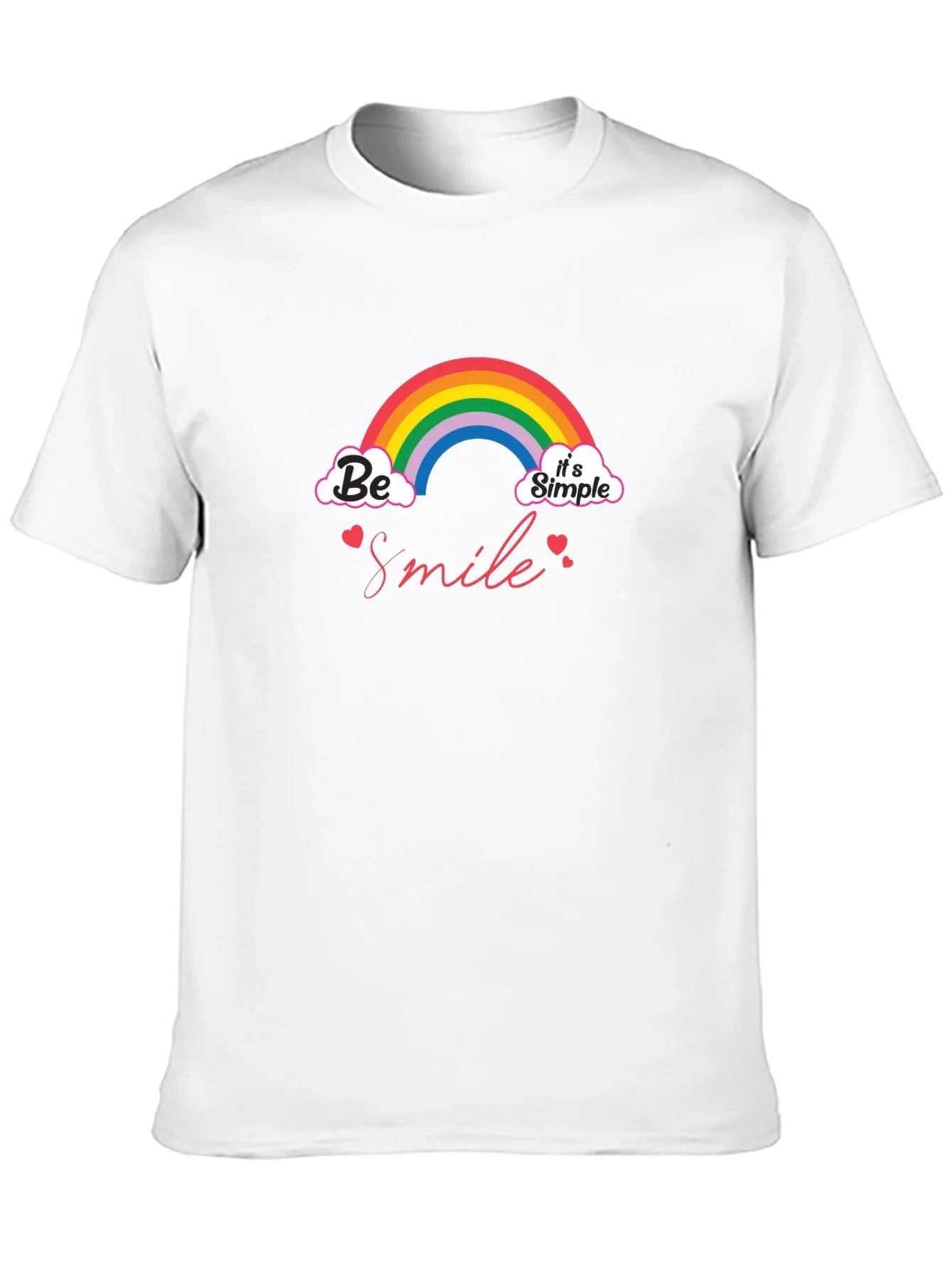 Camiseta Negra Be Smile Its Simple con Arco¨ªris