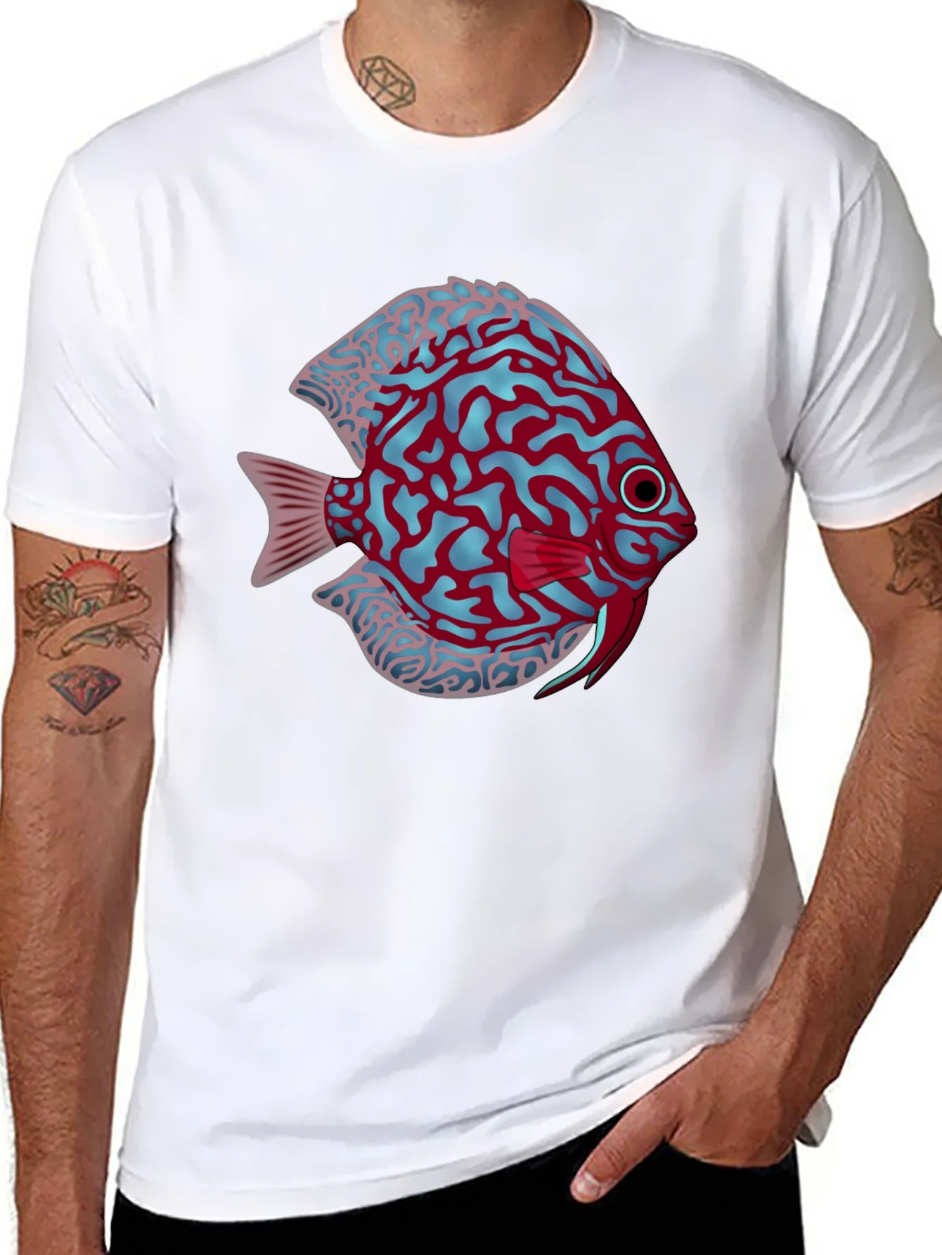 Rebbecca Cool Graphic Fish Print Black Tee