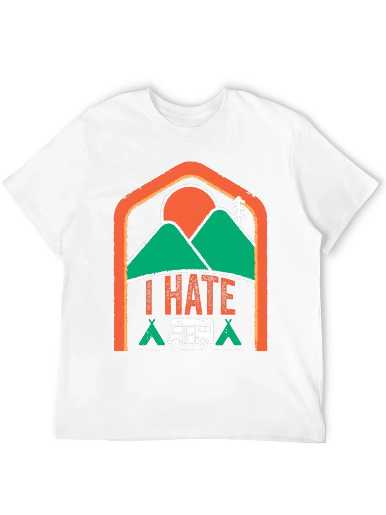 Camiseta Negra Odio Acampar para Aventureros con Humor