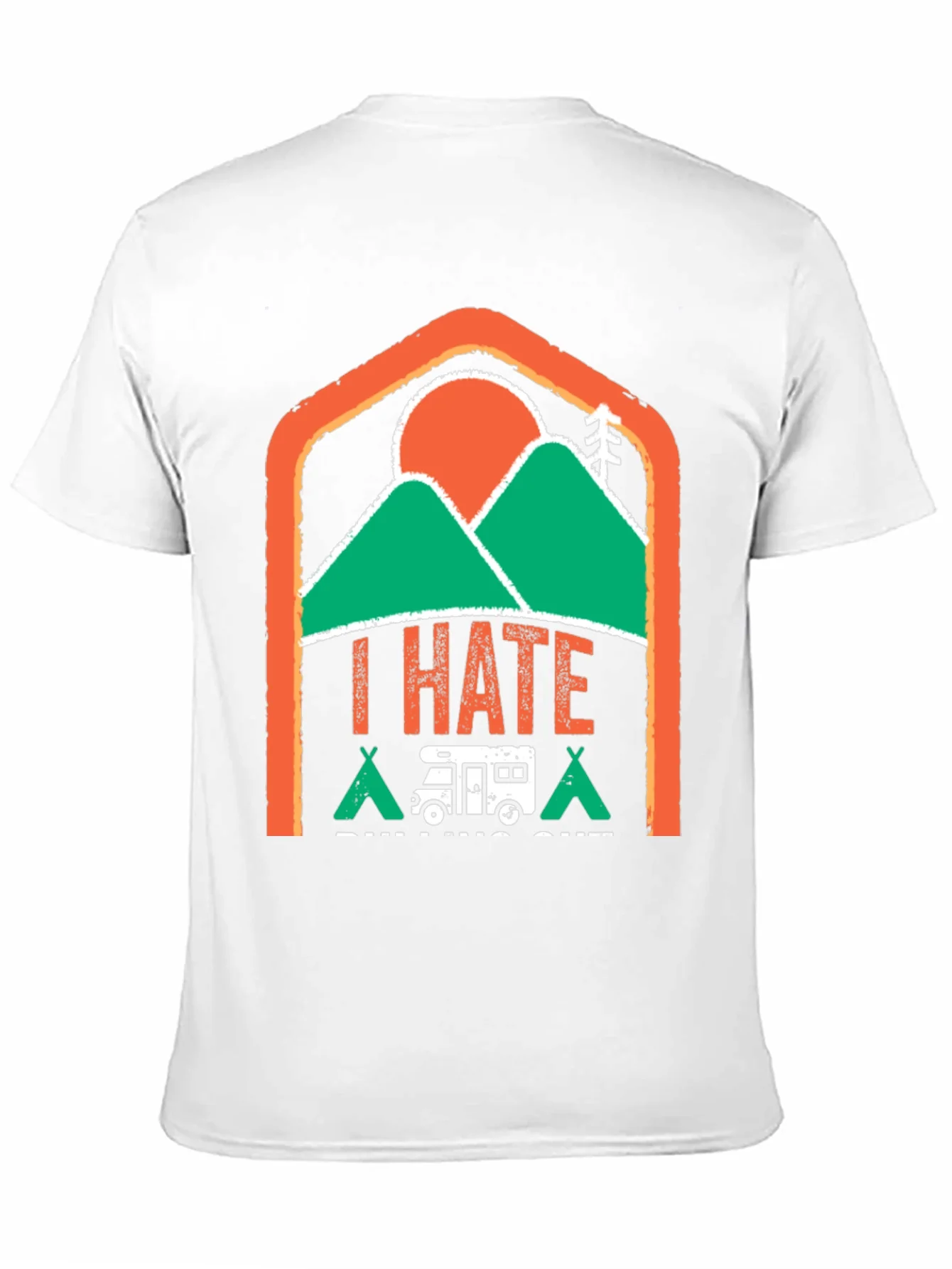 Camiseta Negra Odio Acampar para Aventureros con Humor