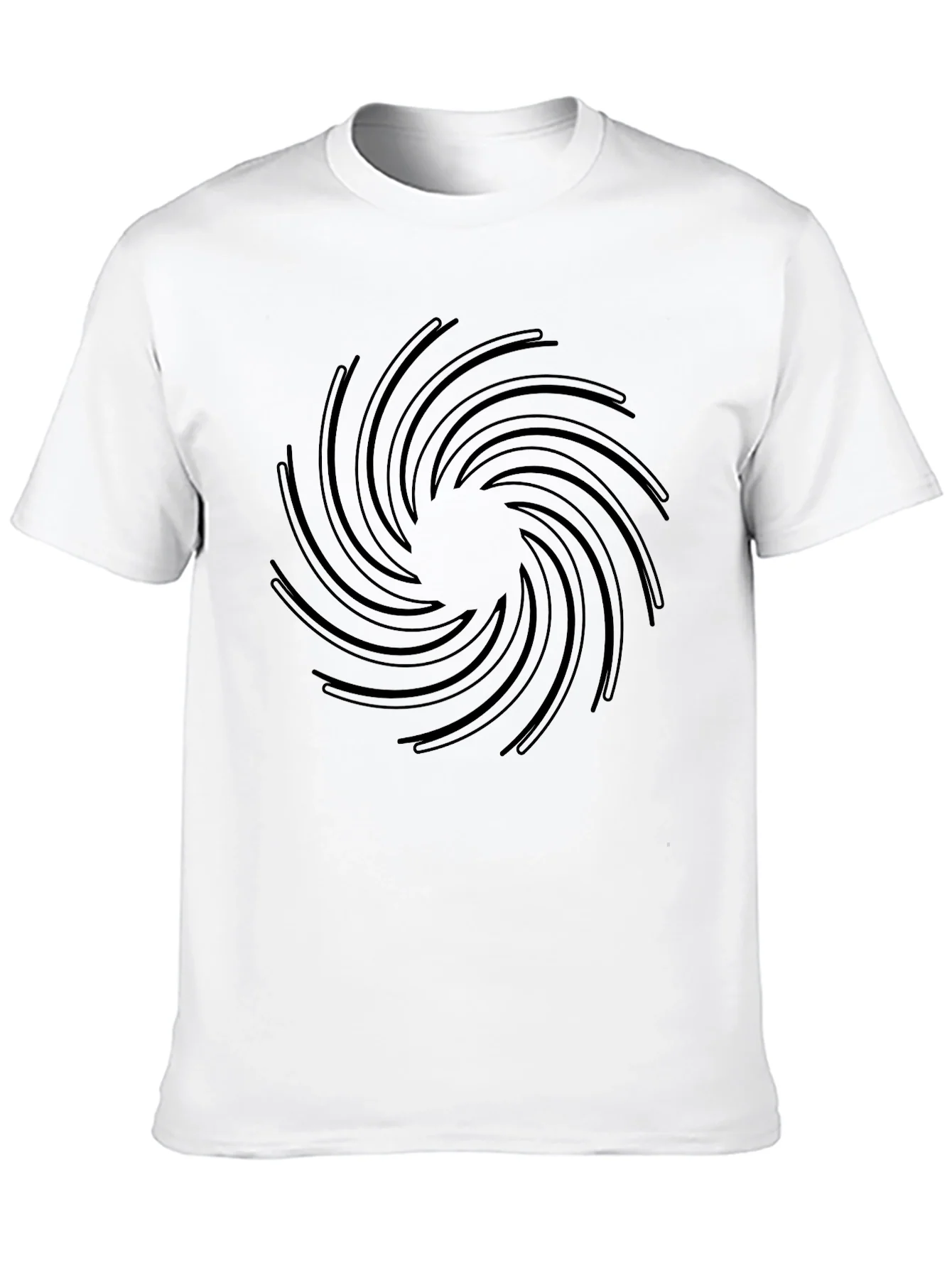 Camiseta Negra Espiral Abstracta Hombre Casual