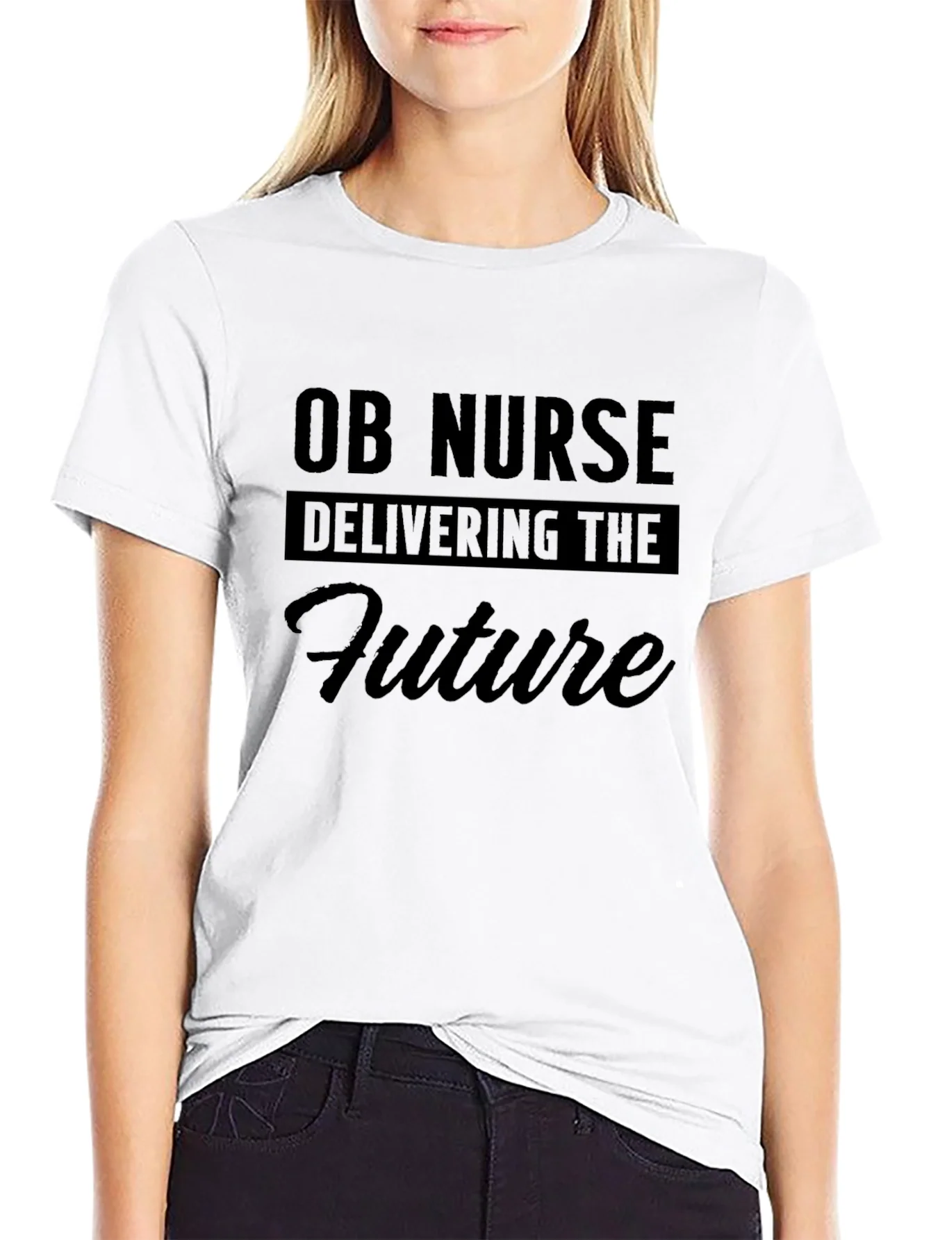 Camiseta Negra OB Nurse Delivering the Future