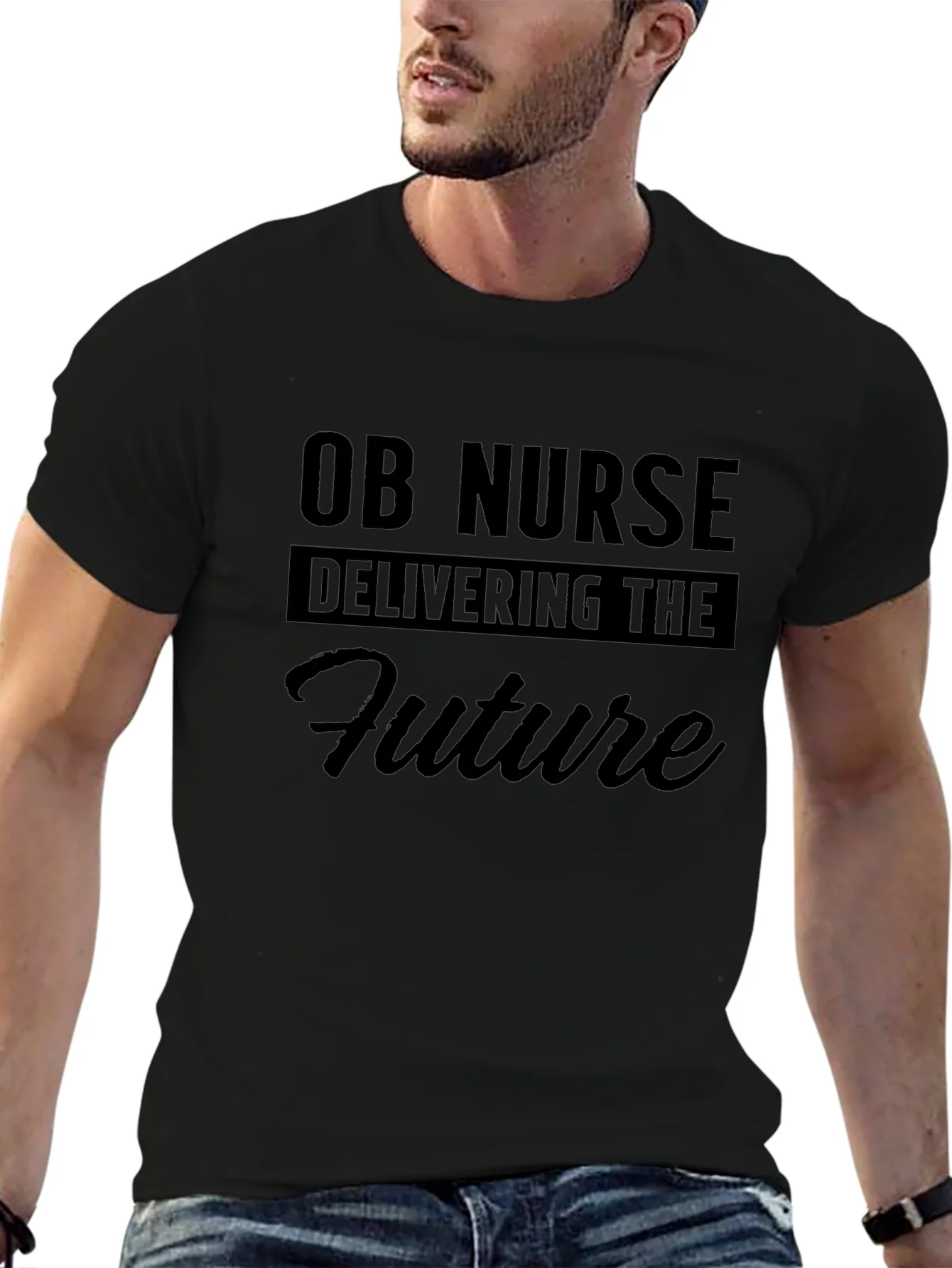 Camiseta Negra OB Nurse Delivering the Future