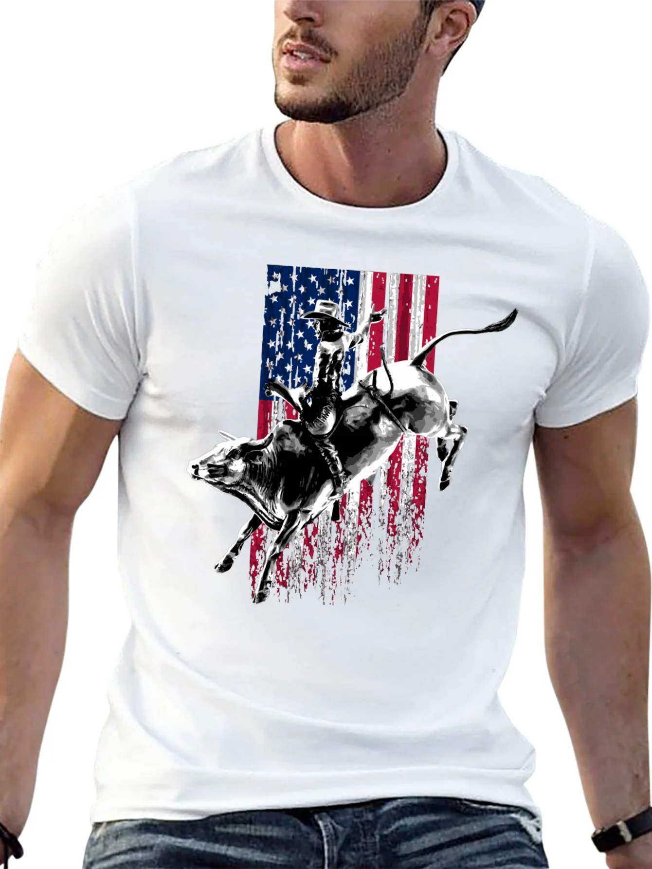 Camiseta Vaquero Toro Bandera Americana