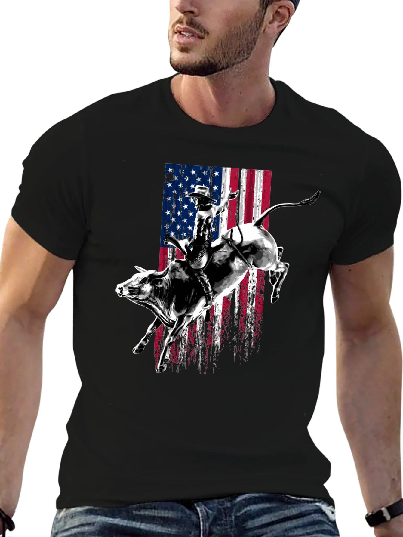 Camiseta Vaquero Toro Bandera Americana