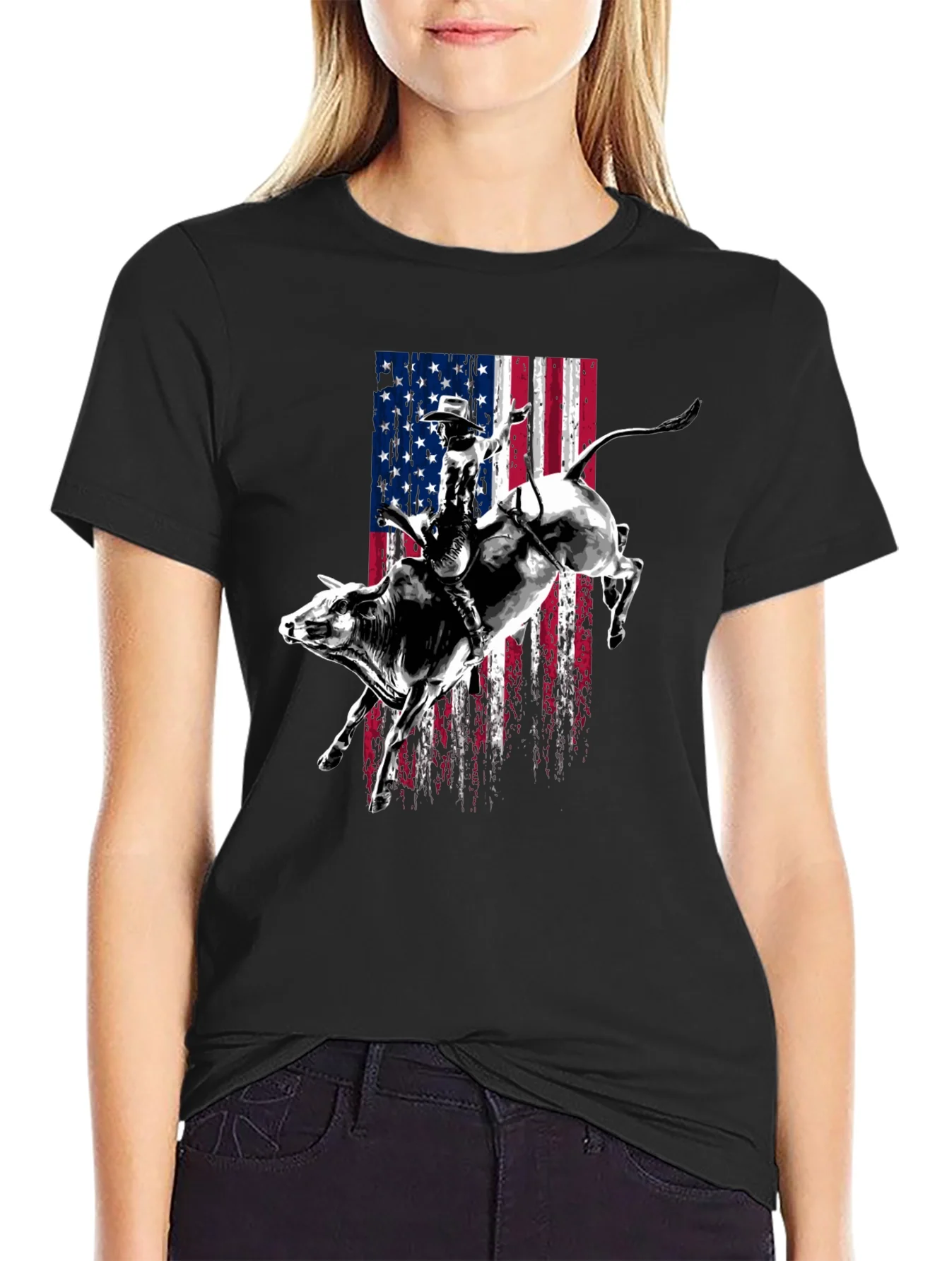 Camiseta Vaquero Toro Bandera Americana