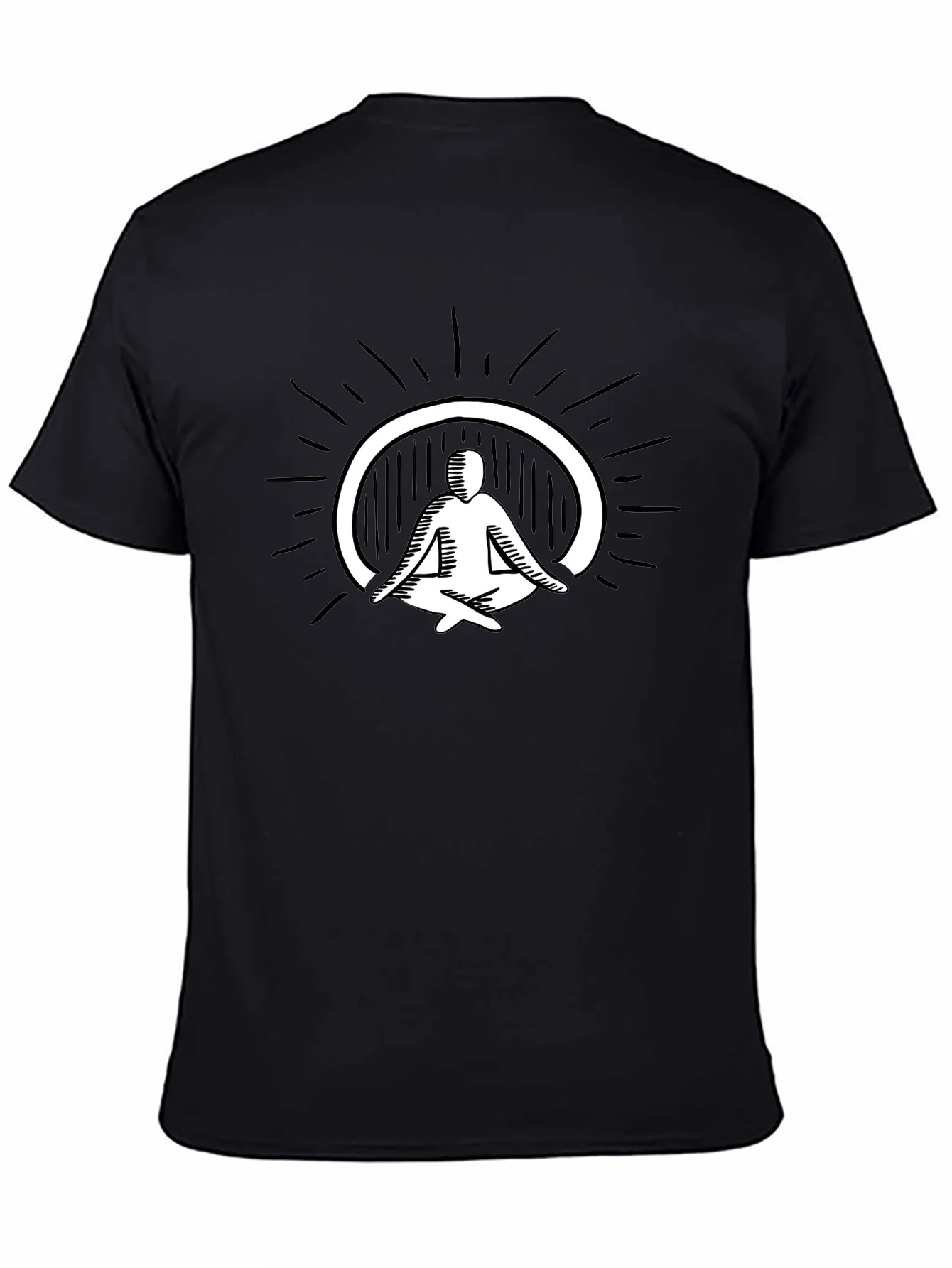 Camiseta Negra Hombre con Dise?o Yoga Meditaci¨®n