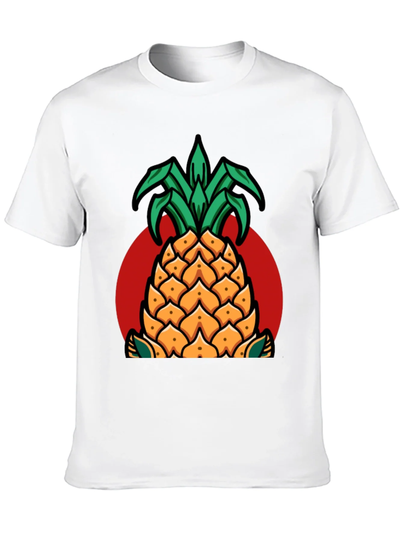 Camiseta Negra con Dise?o de Pi?a Tropical