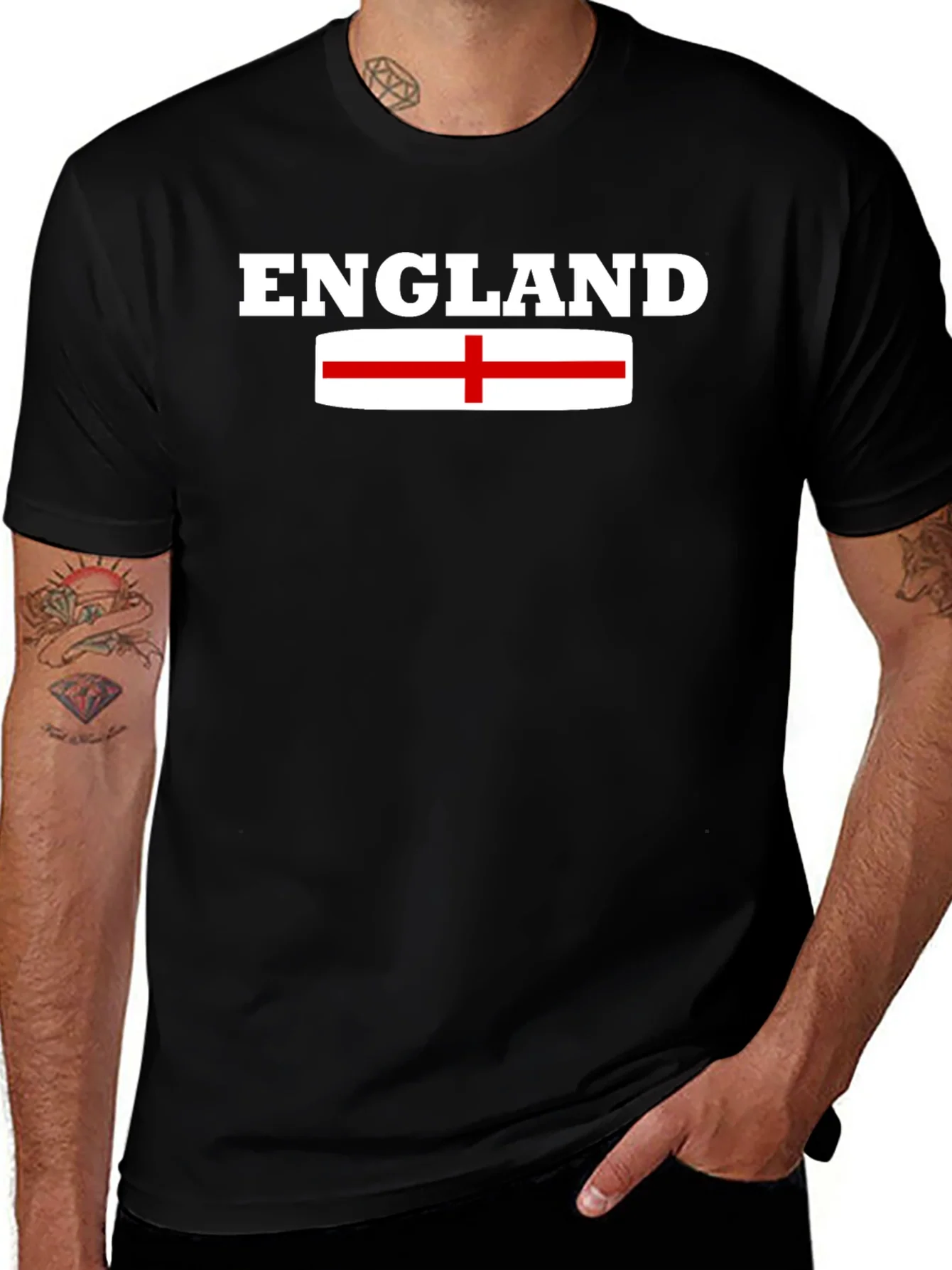 Camiseta Negra Inglaterra Bandera Inglesa Hombre