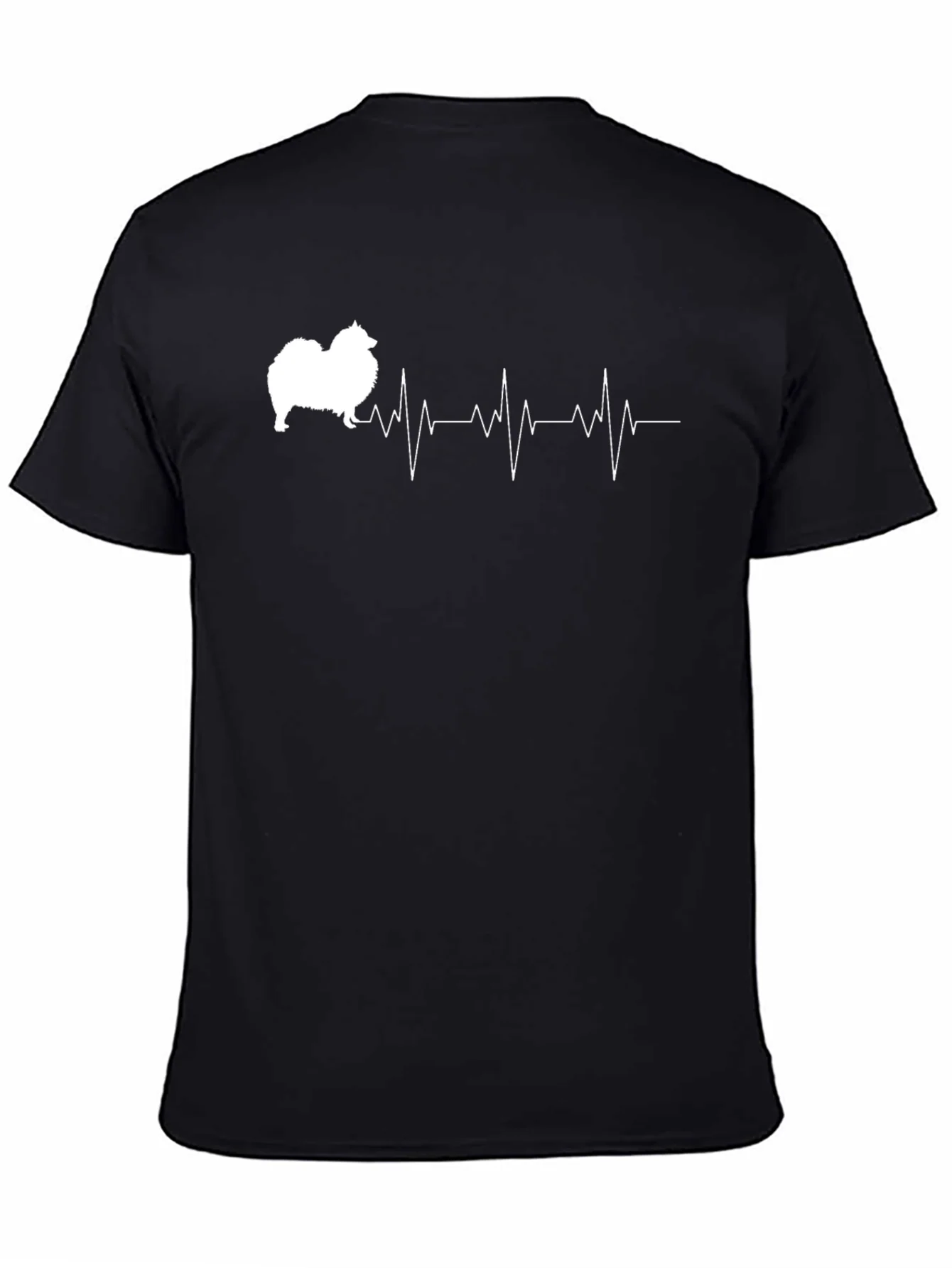 Camiseta Hombre Negra Dise?o Latido Pomerania