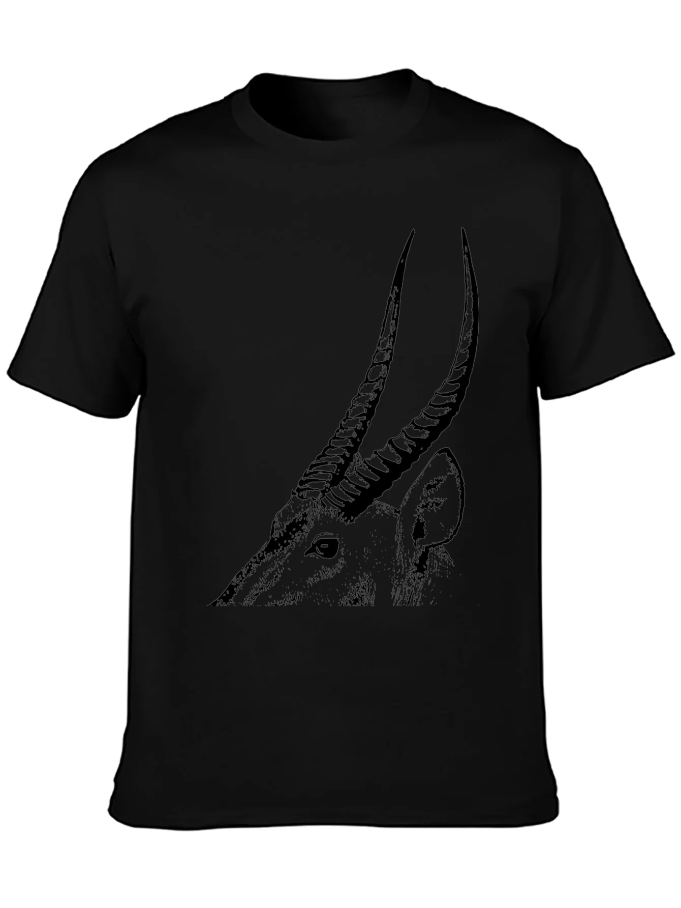 Camiseta Negra Hombre Dibujo Ant¨ªlope Estilizado
