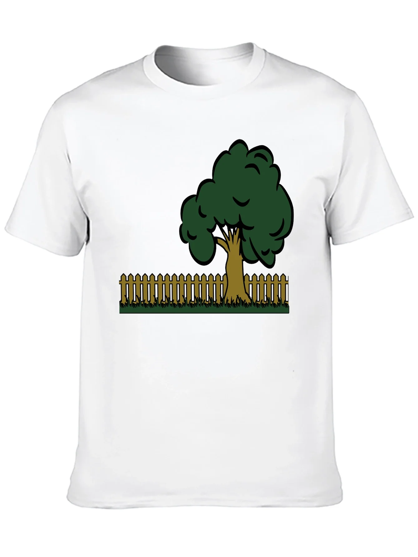 Camiseta Negra con Dise?o de ¨¢rbol y Valla