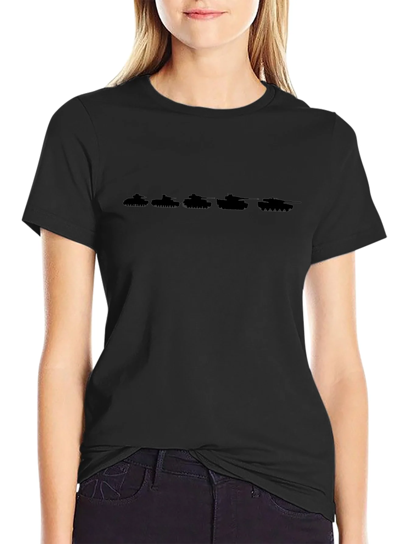 Camiseta Negra Siluetas Tanques