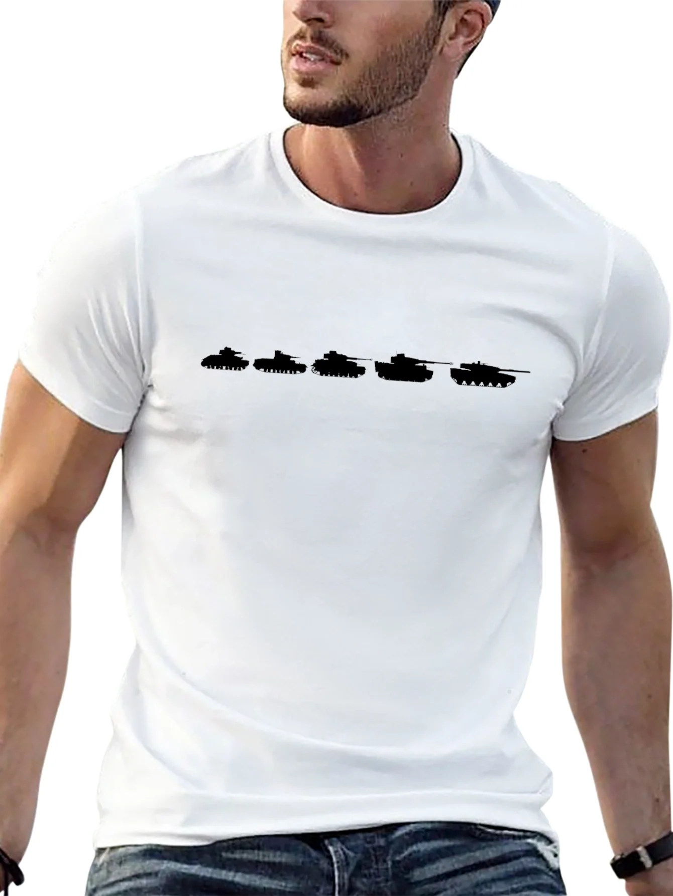 Camiseta Negra Siluetas Tanques