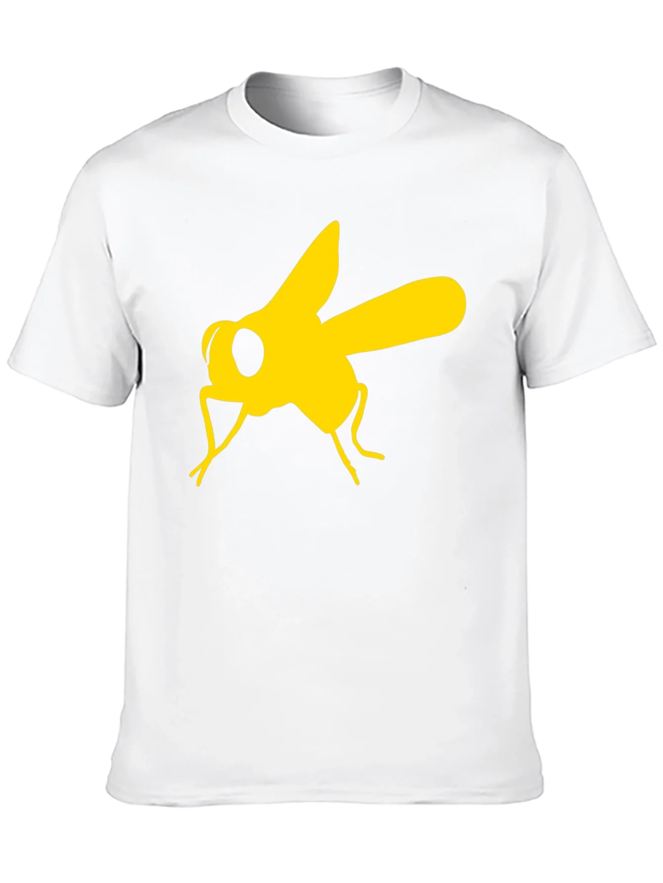 Camiseta Negra con Estampado de Mosca Amarilla