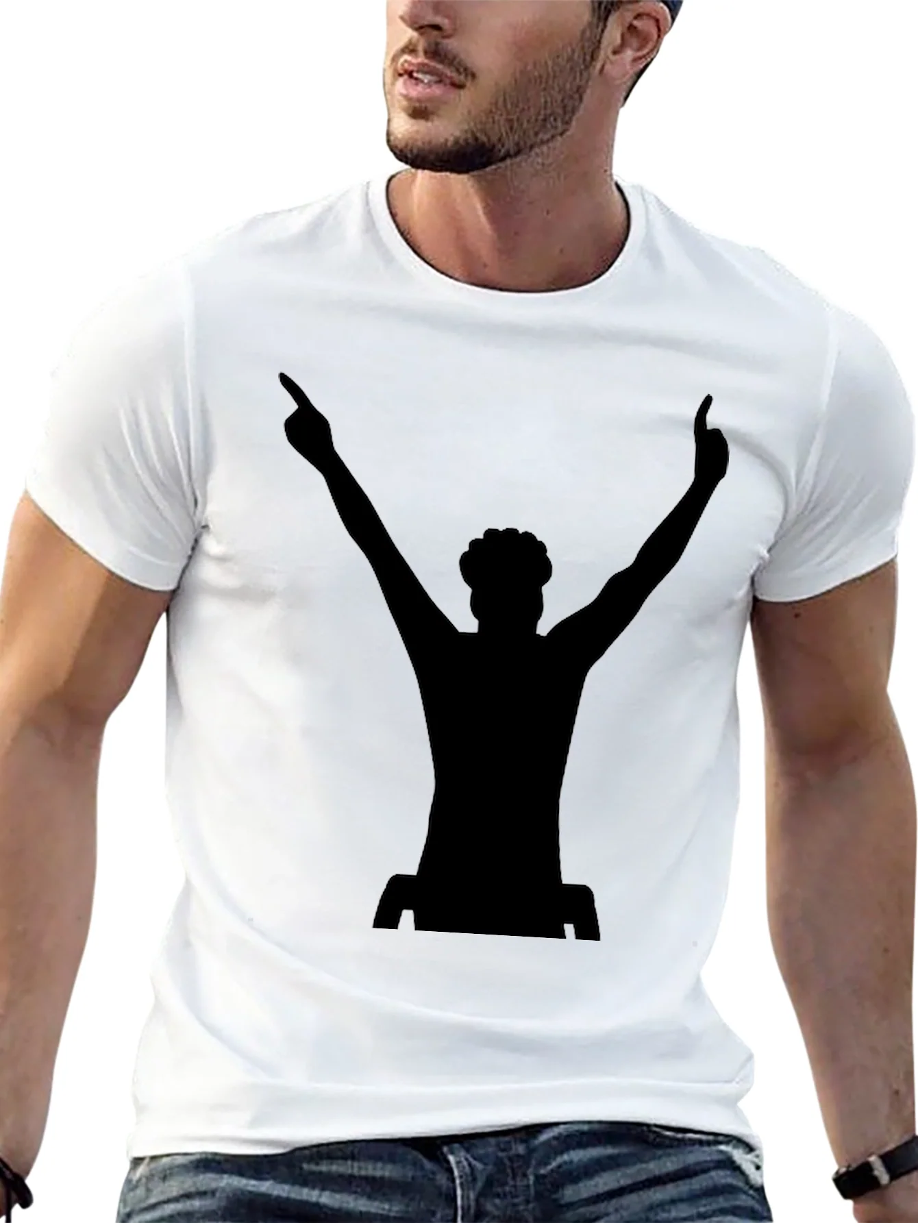 Camiseta Negra Silueta DJ Levantando las Manos