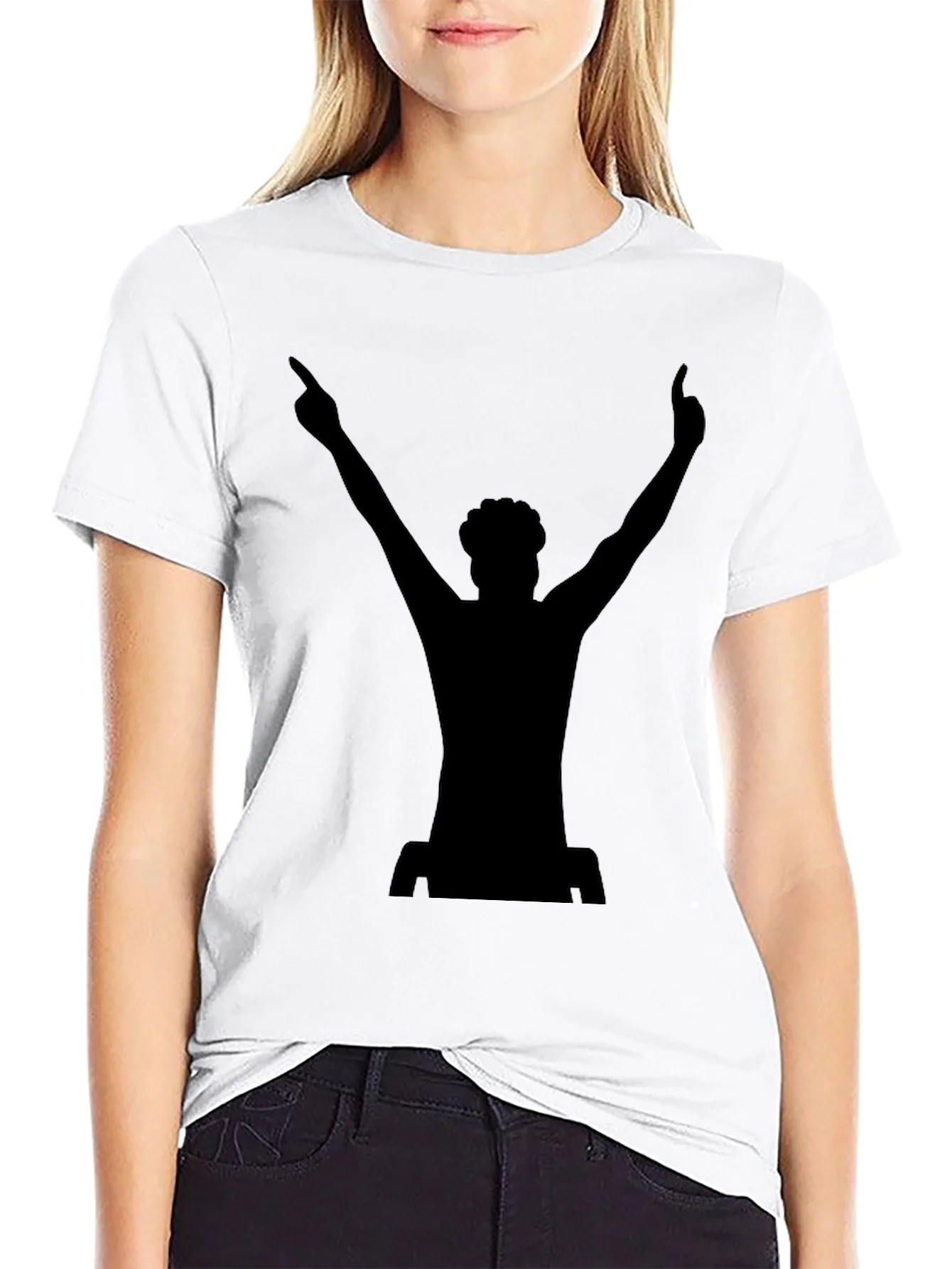 Camiseta Negra Silueta DJ Levantando las Manos