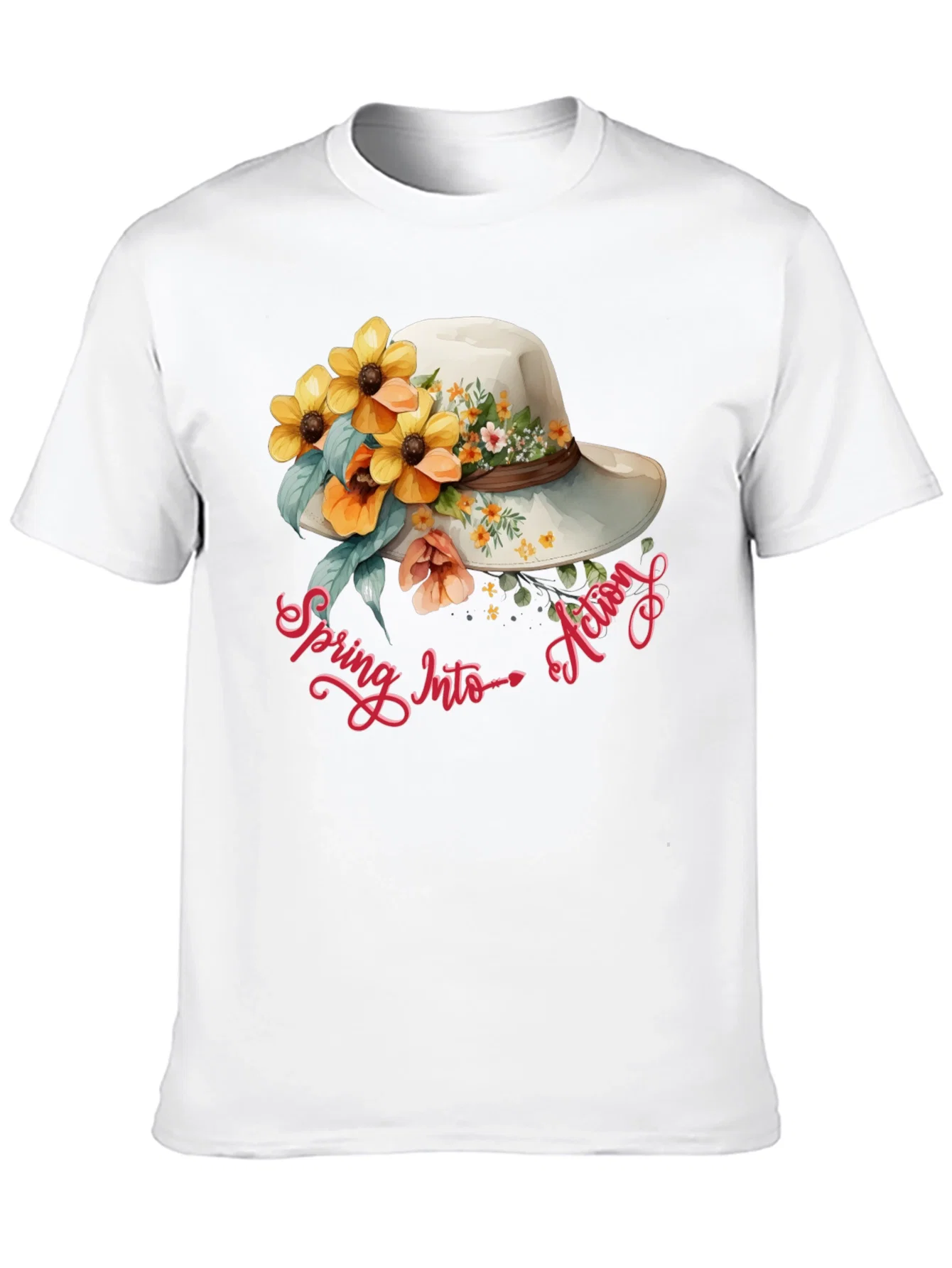 Rebbecca Floral Hat Spring Into Action Graphic Tee
