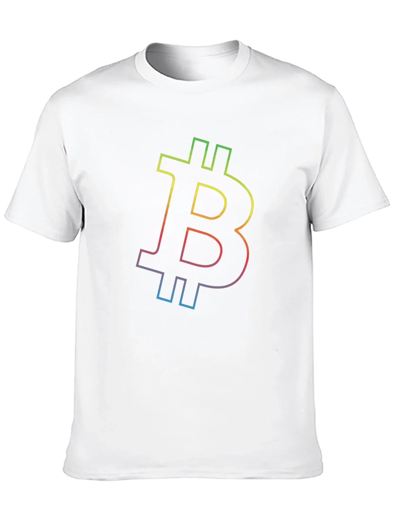 Rebbecca Bitcoin Rainbow Outline Black T-Shirt
