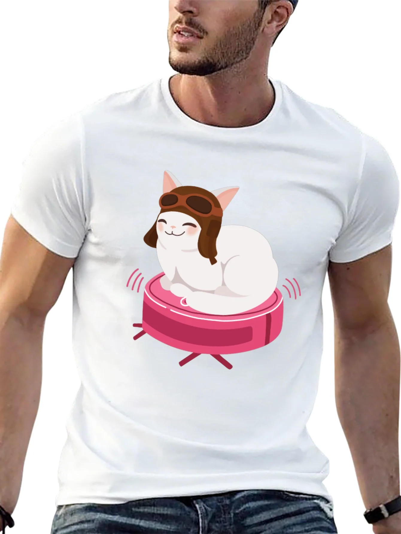 Rebbecca Cat Pilot on Robot Vacuum T-Shirt
