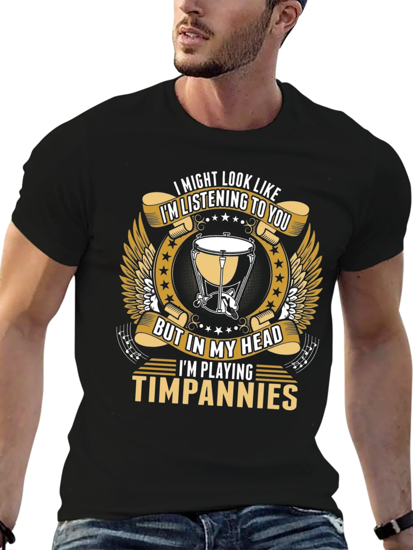 Camiseta Negra Timpanies - Para M¨²sicos