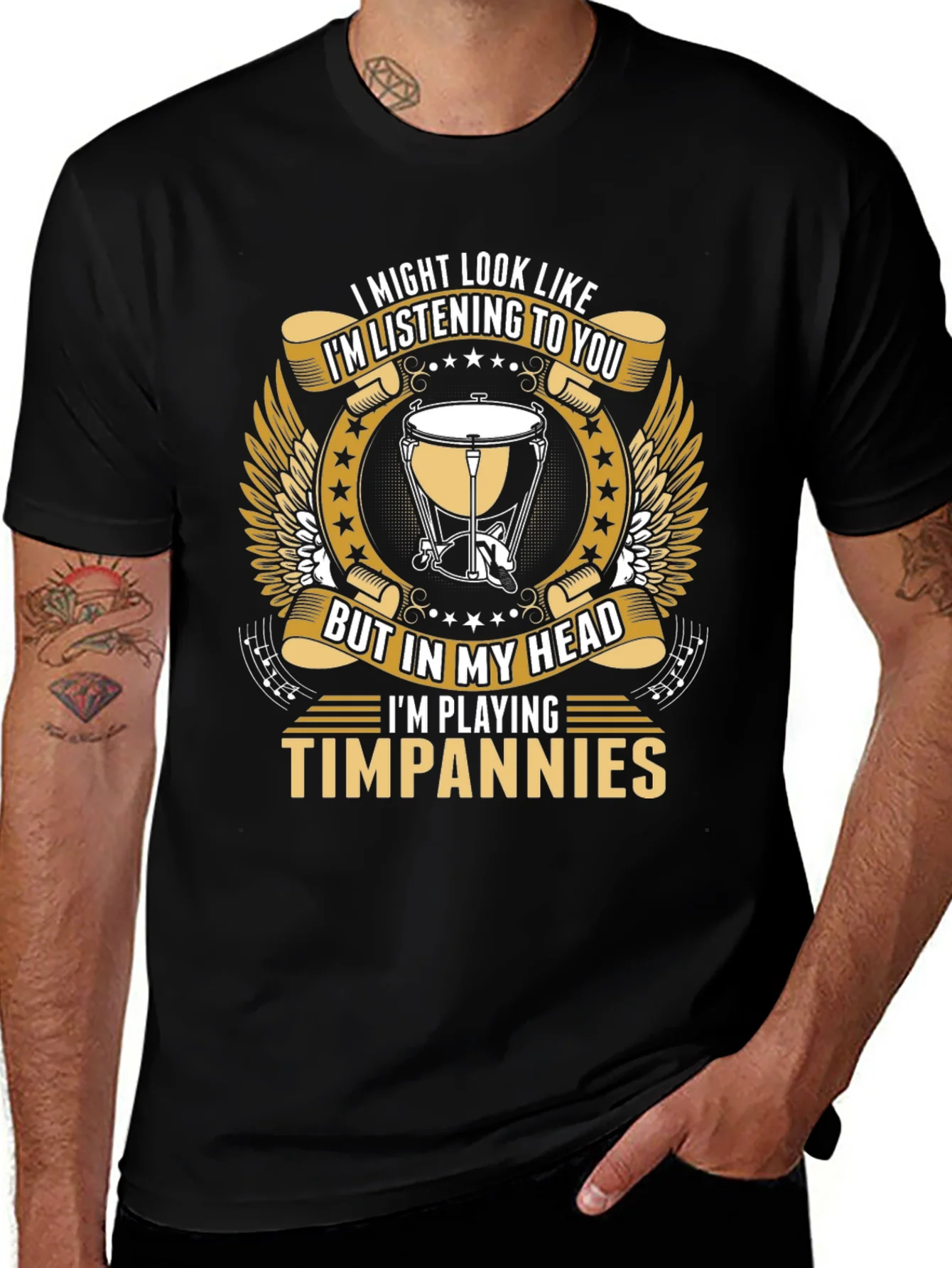 Camiseta Negra Timpanies - Para M¨²sicos
