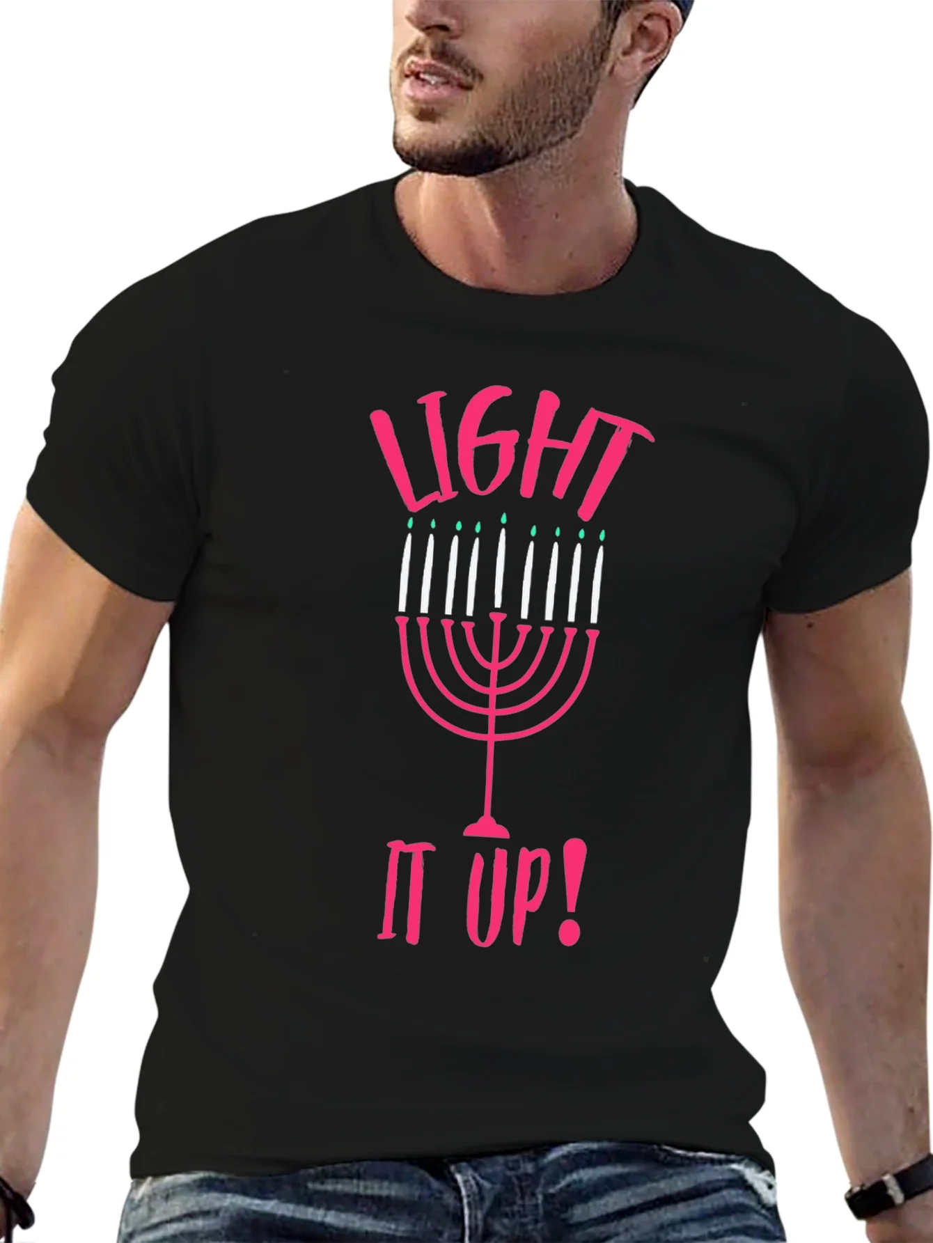 Camiseta Negra Light It Up! Hanukkah