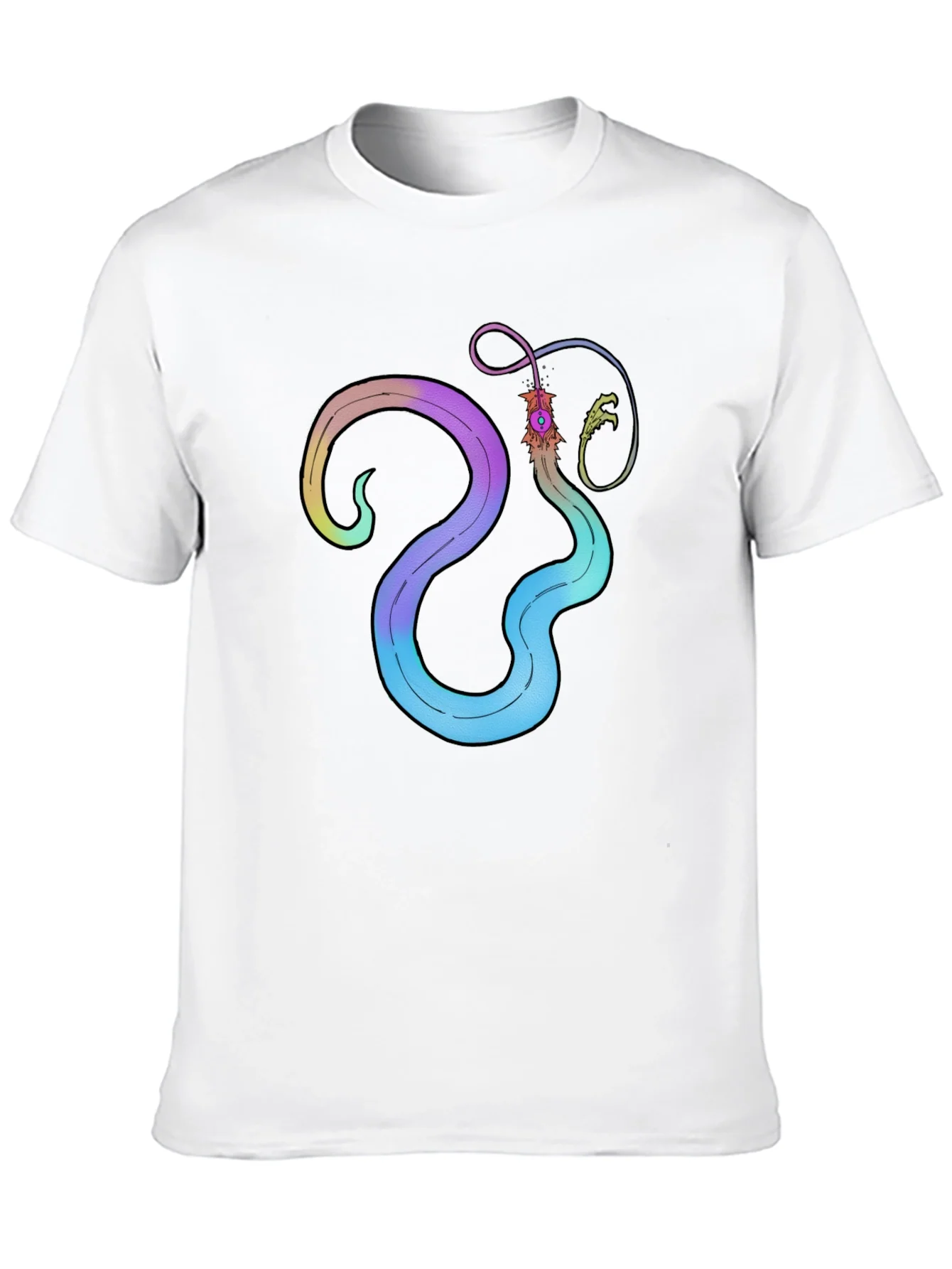 Camiseta Negra con Dise?o Abstracto Serpentino