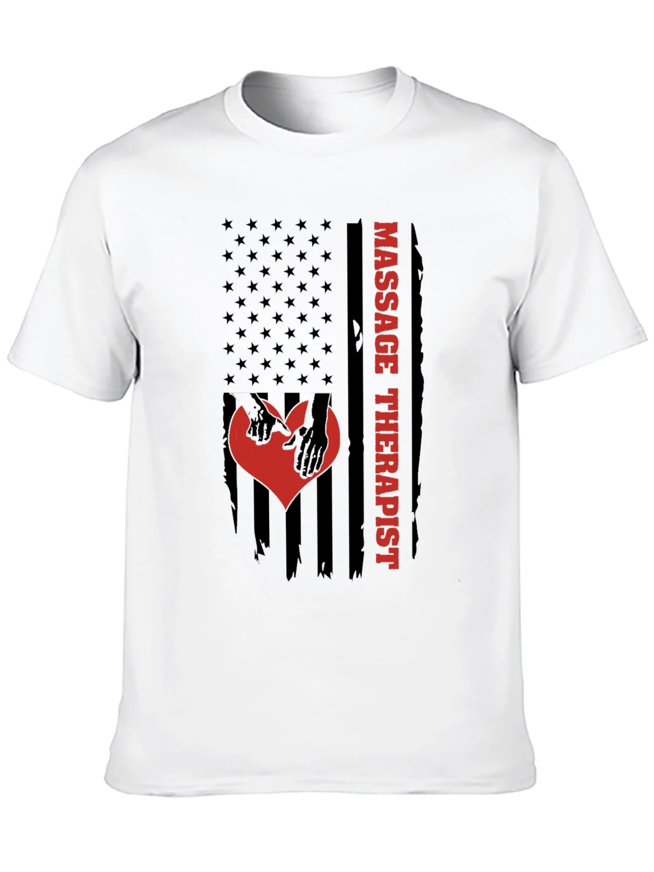 Camiseta Negra Masaje Terapeuta Bandera Americana