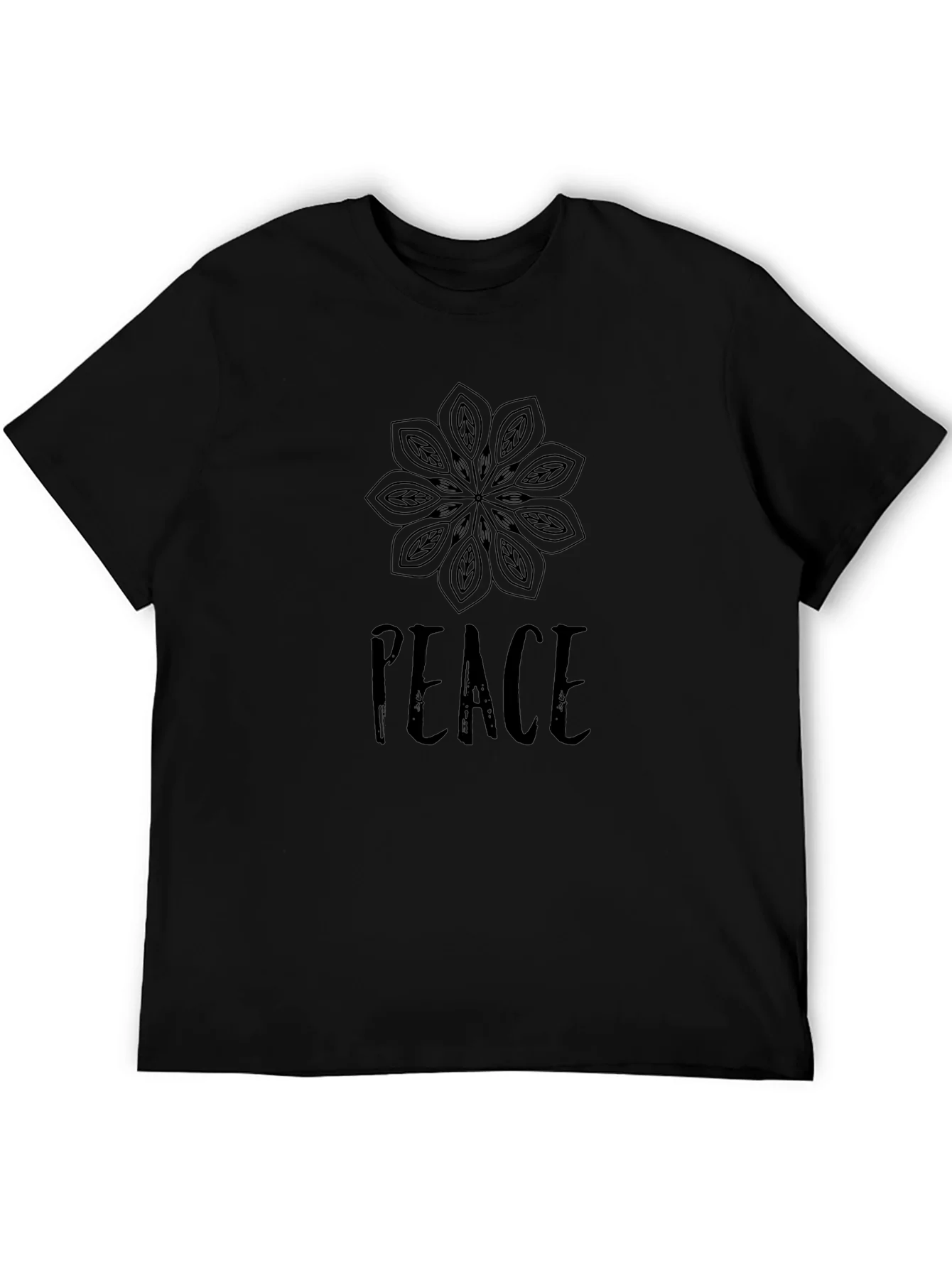 Camiseta Hombre Negra Dise?o Mandala Paz