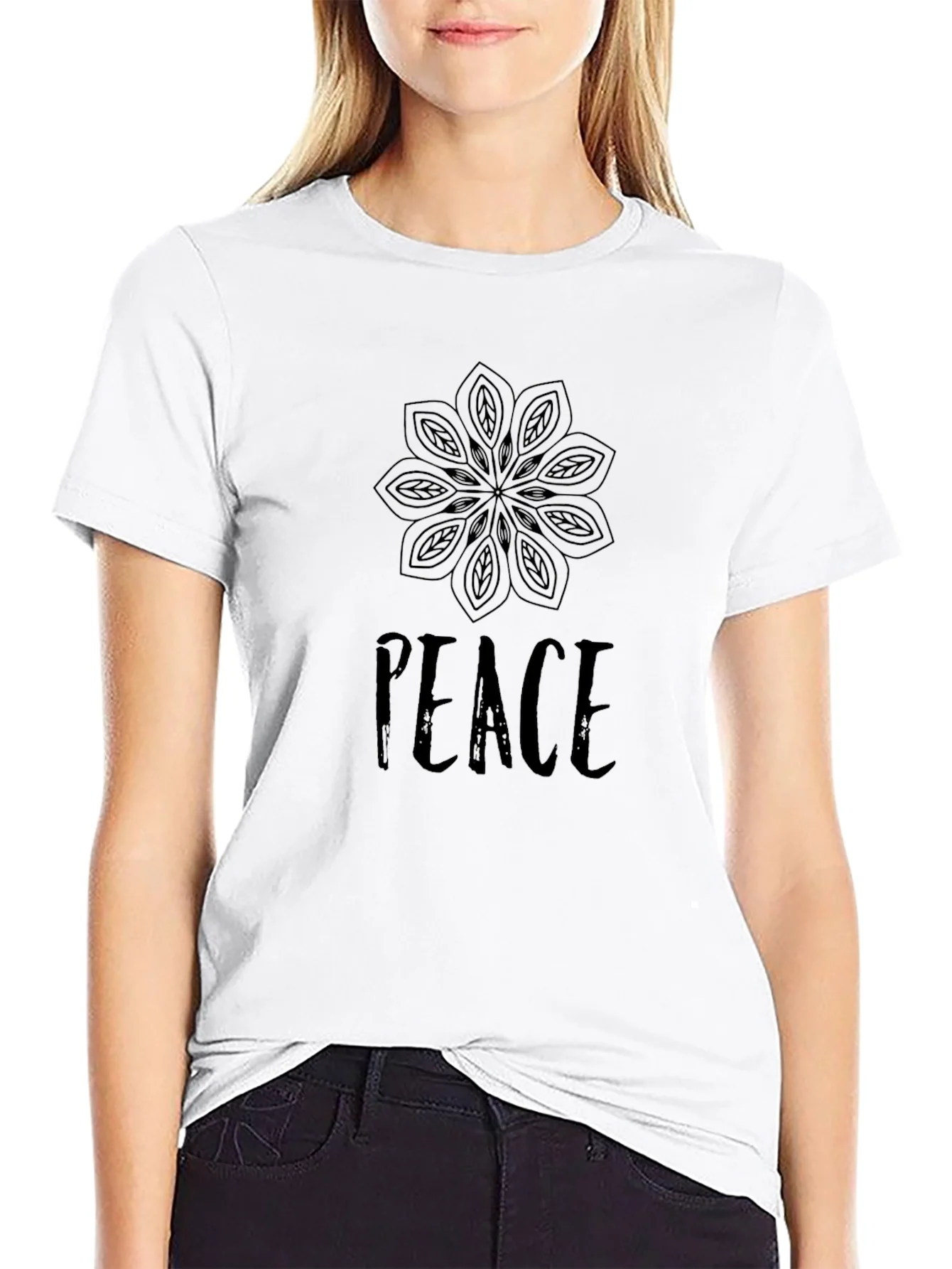 Camiseta Hombre Negra Dise?o Mandala Paz