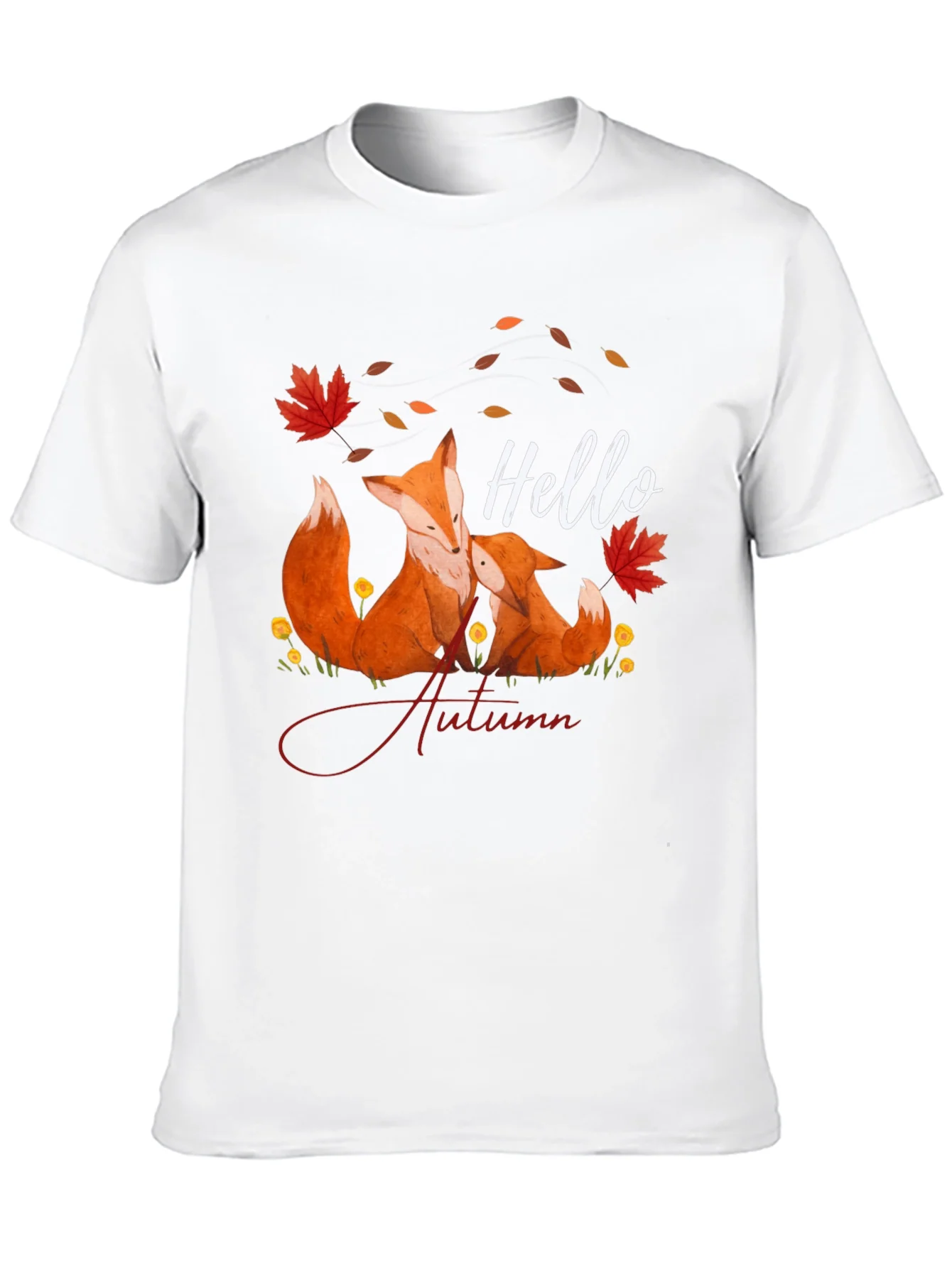 Camiseta Negra con Dise?o de Zorro Oto?al